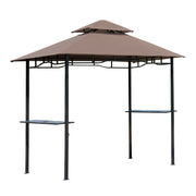 Gazebo para Churrasco 245x148 cm com Teto Duplo e Prateleiras - Cor Marrom