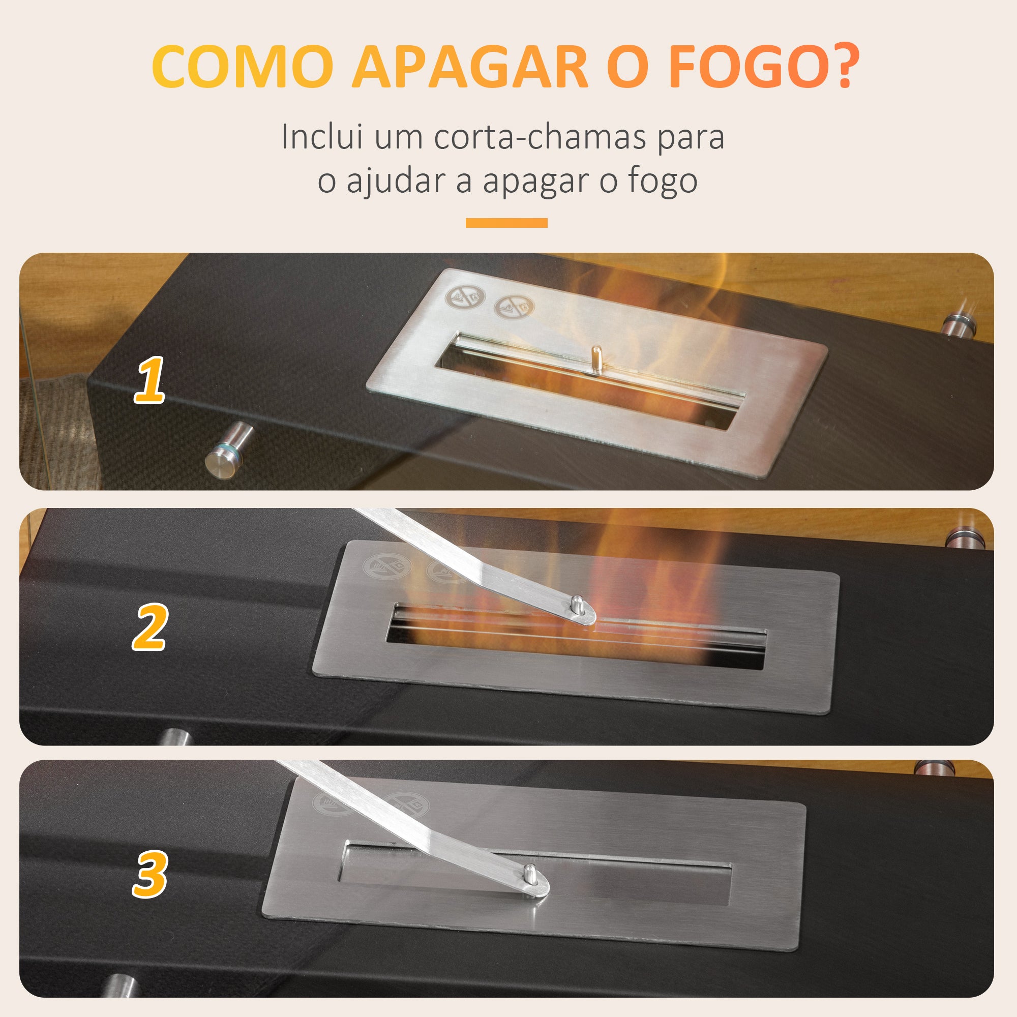 Lareira de Bioetanol 7000 BTU Preto 60x26x50 cm