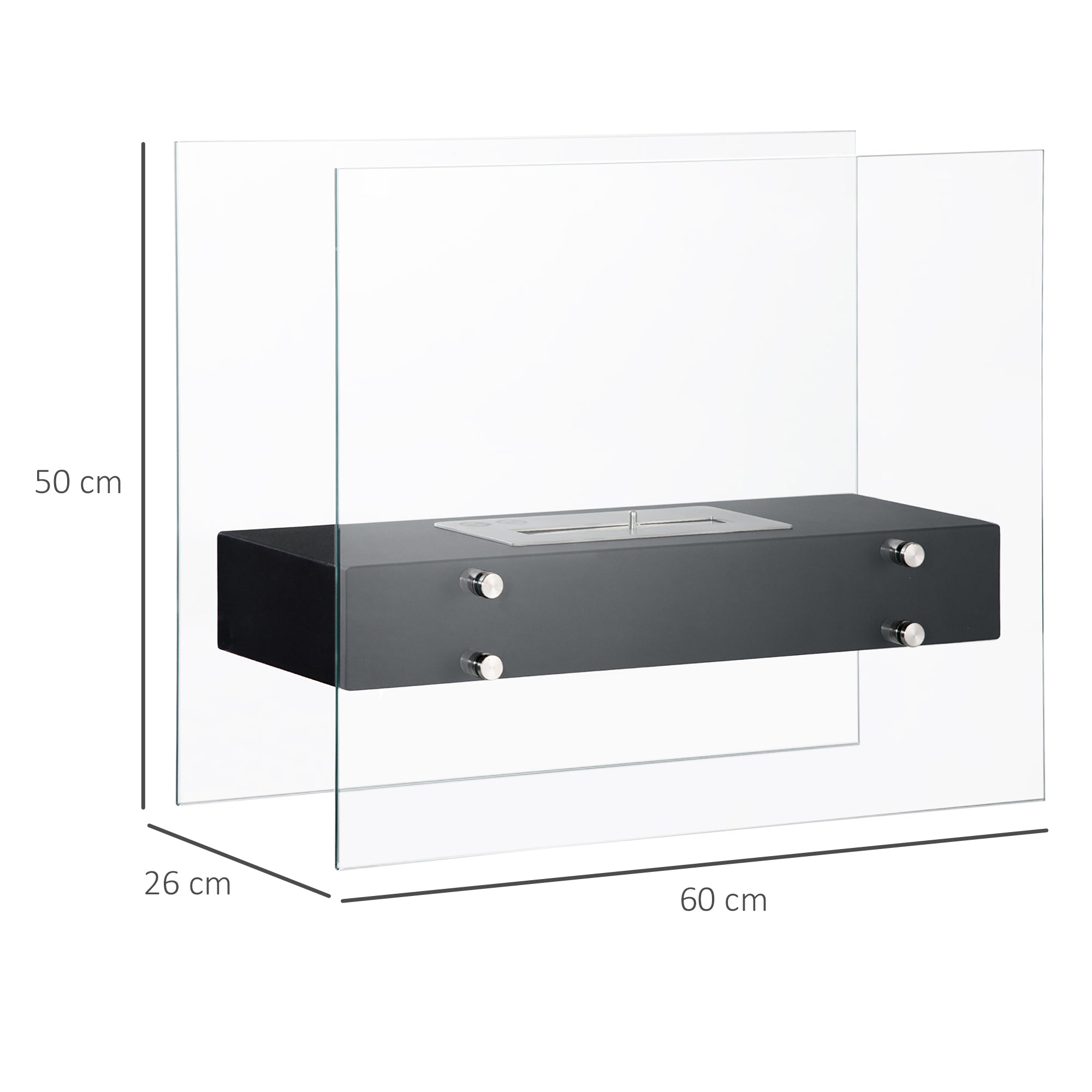 Lareira de Bioetanol 7000 BTU Preto 60x26x50 cm
