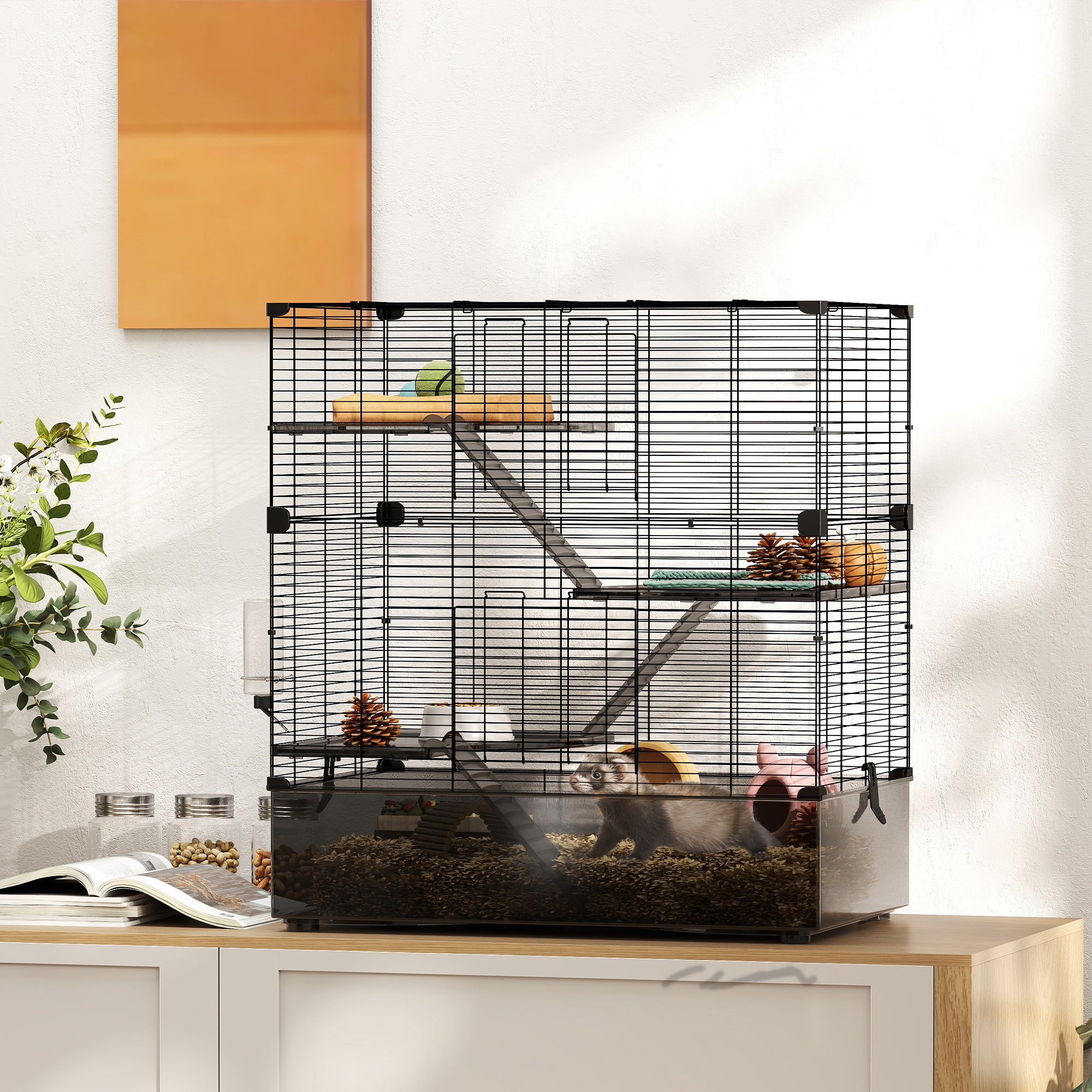 Gaiola para Pequenos Animais 73x47x80 cm - Preto