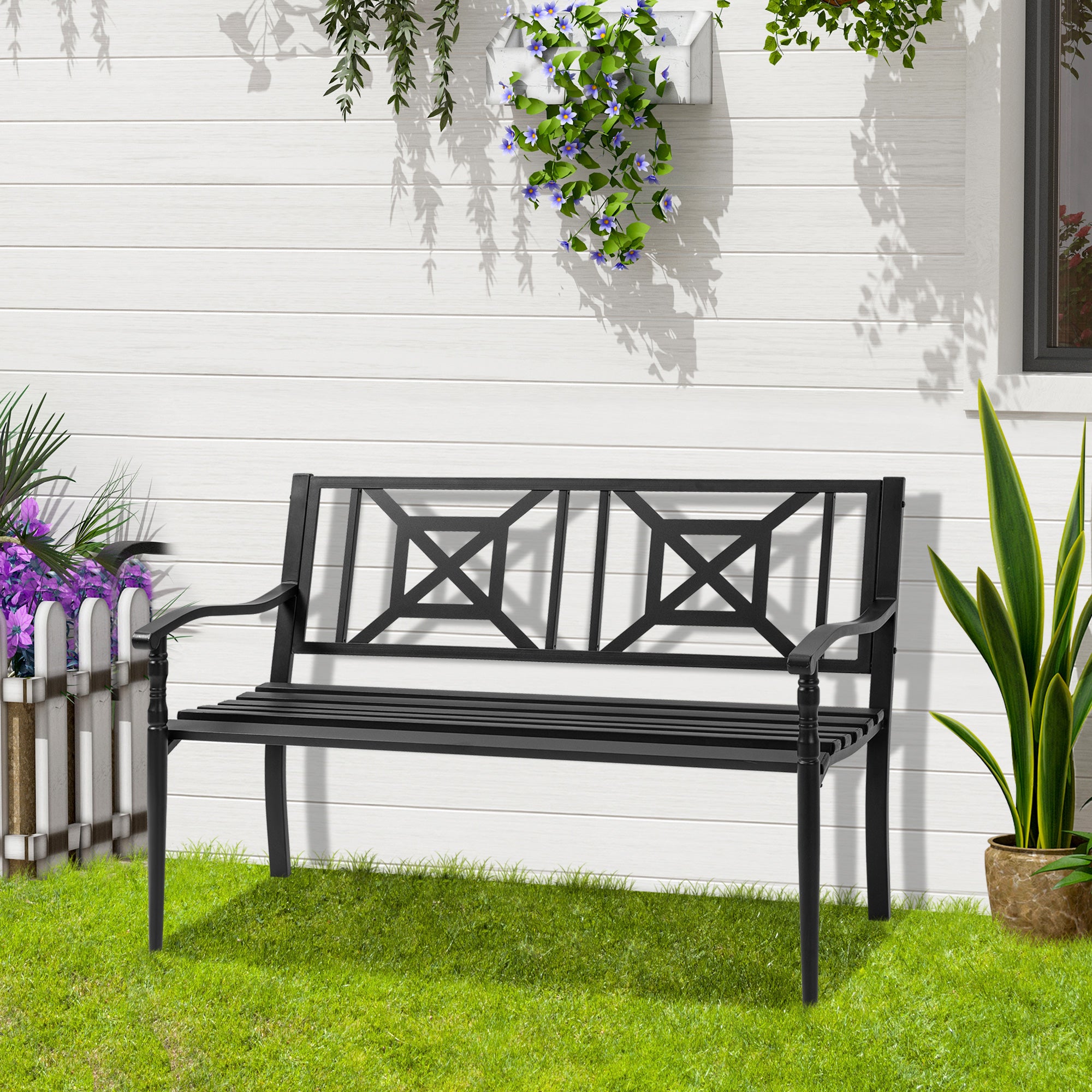 Banco de Jardim 2 Lugares Preto 128x62,5x81,5cm