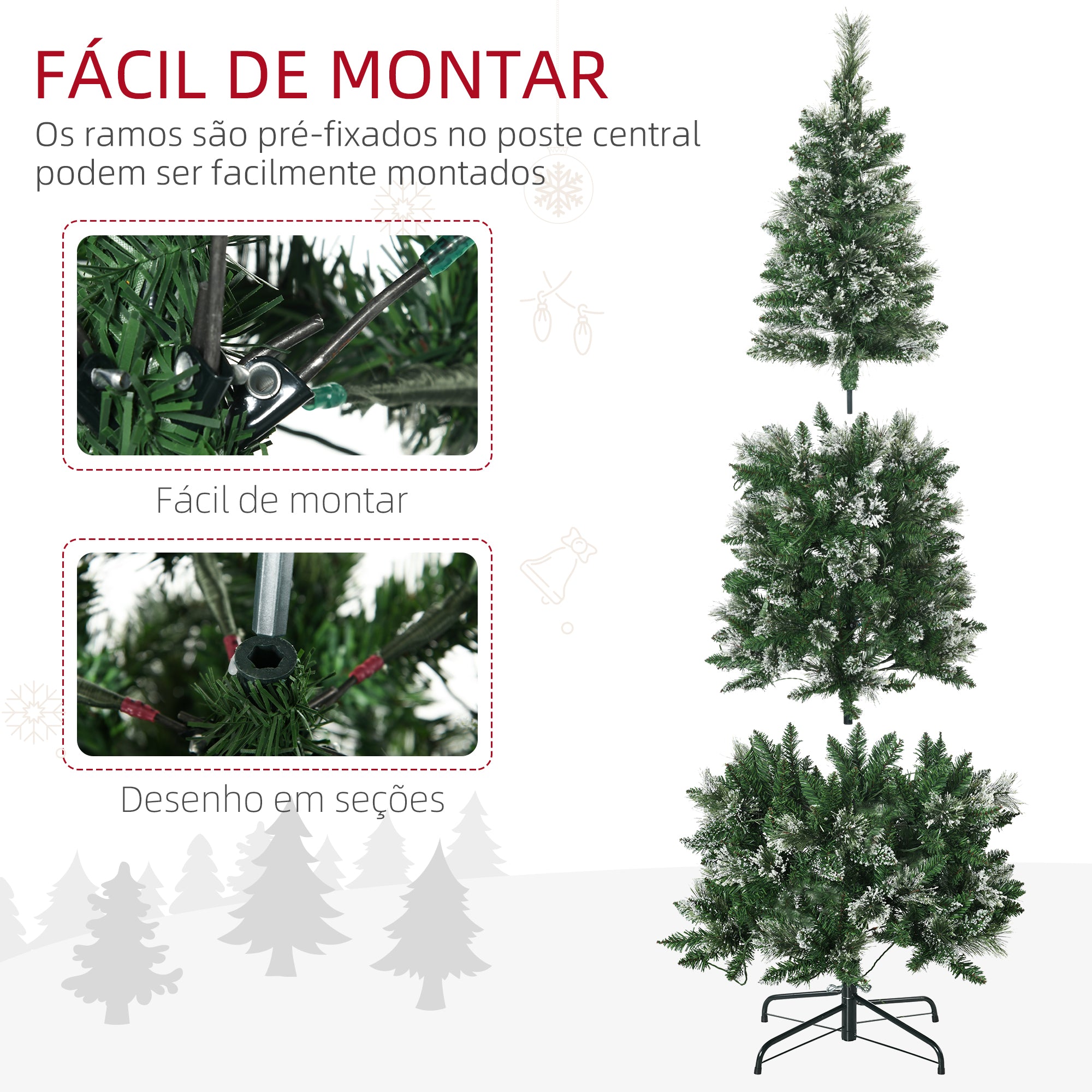 Árvore de Natal Artificial – 180 cm – Verde – Plástico e Aço