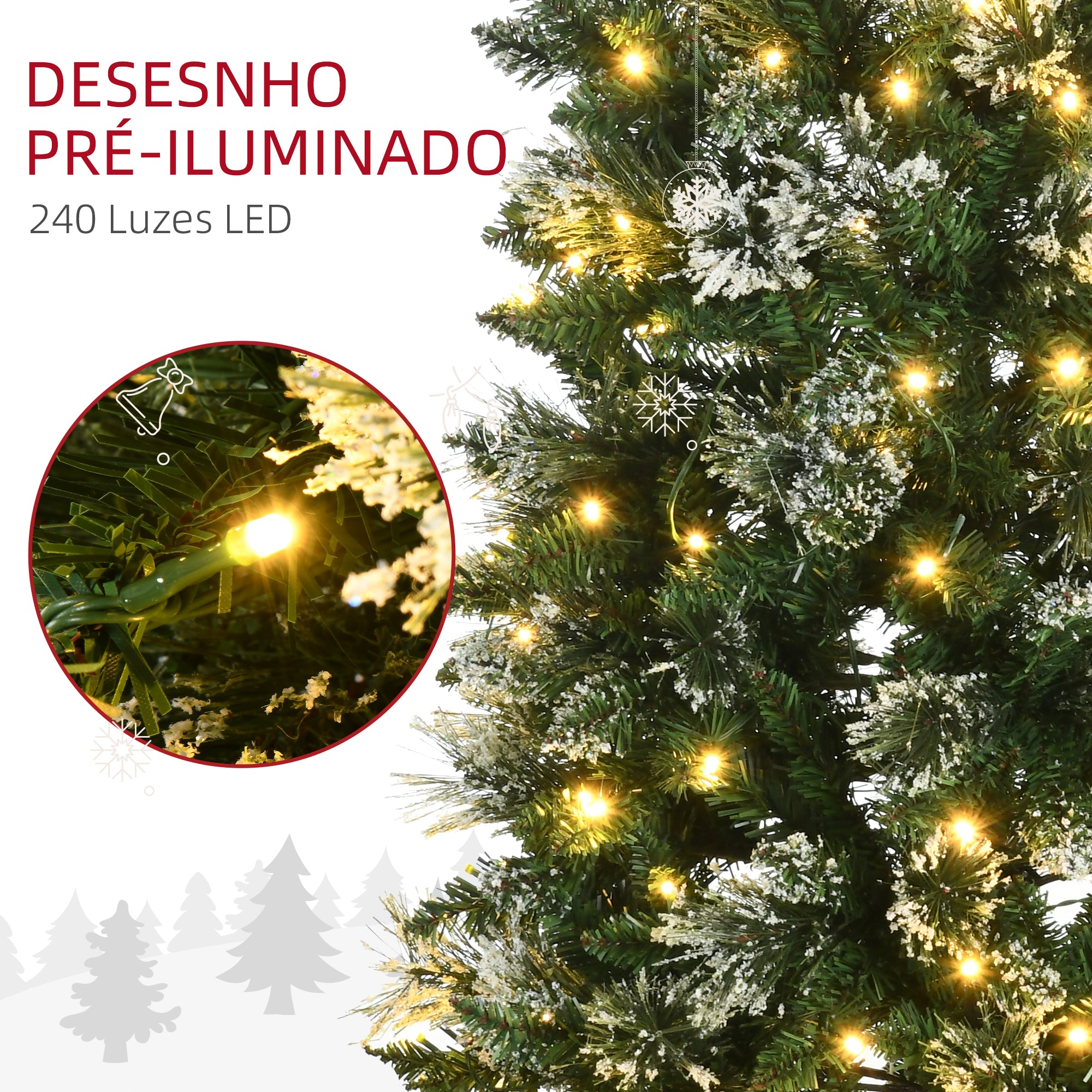 Árvore de Natal Artificial – 180 cm – Verde – Plástico e Aço