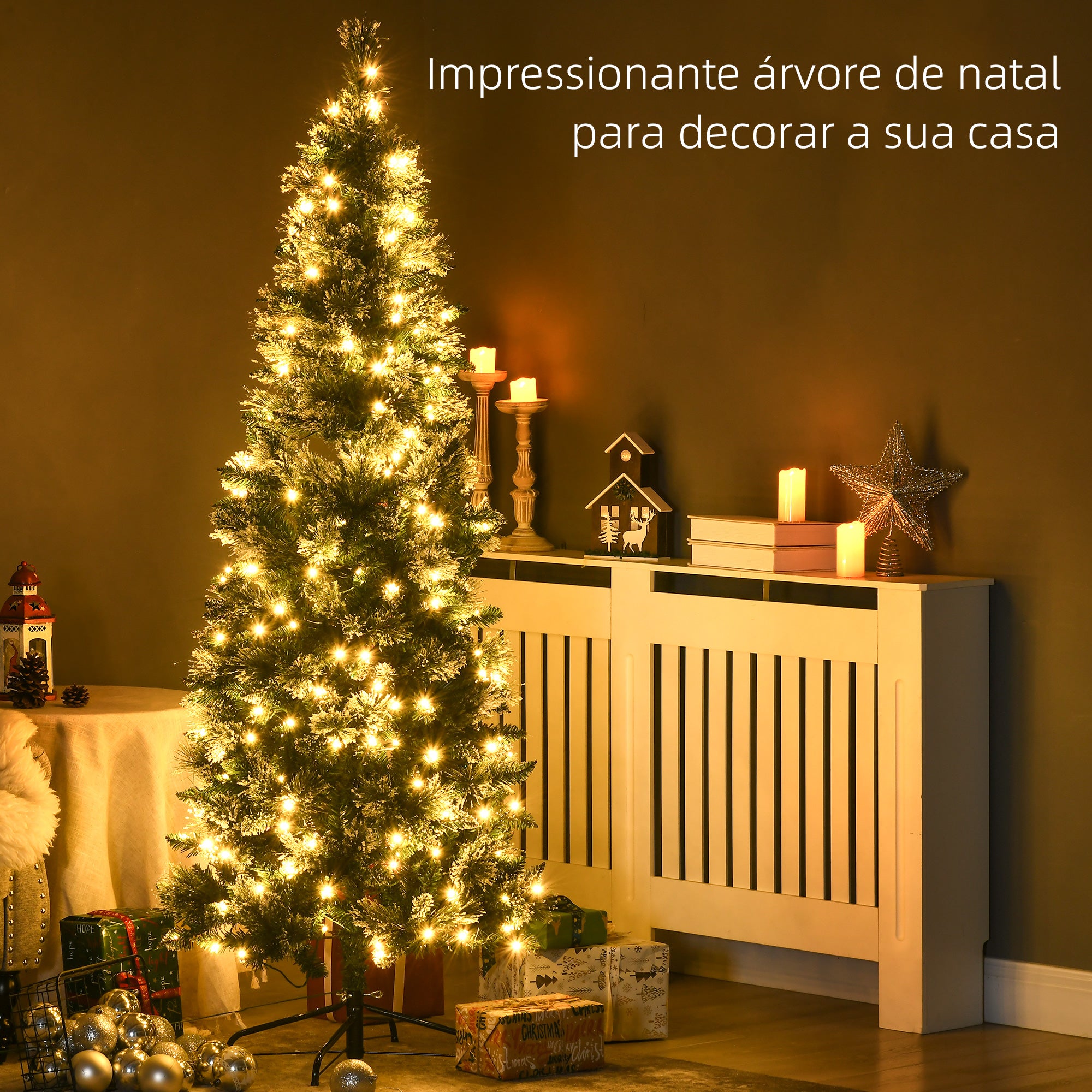Árvore de Natal Artificial – 180 cm – Verde – Plástico e Aço