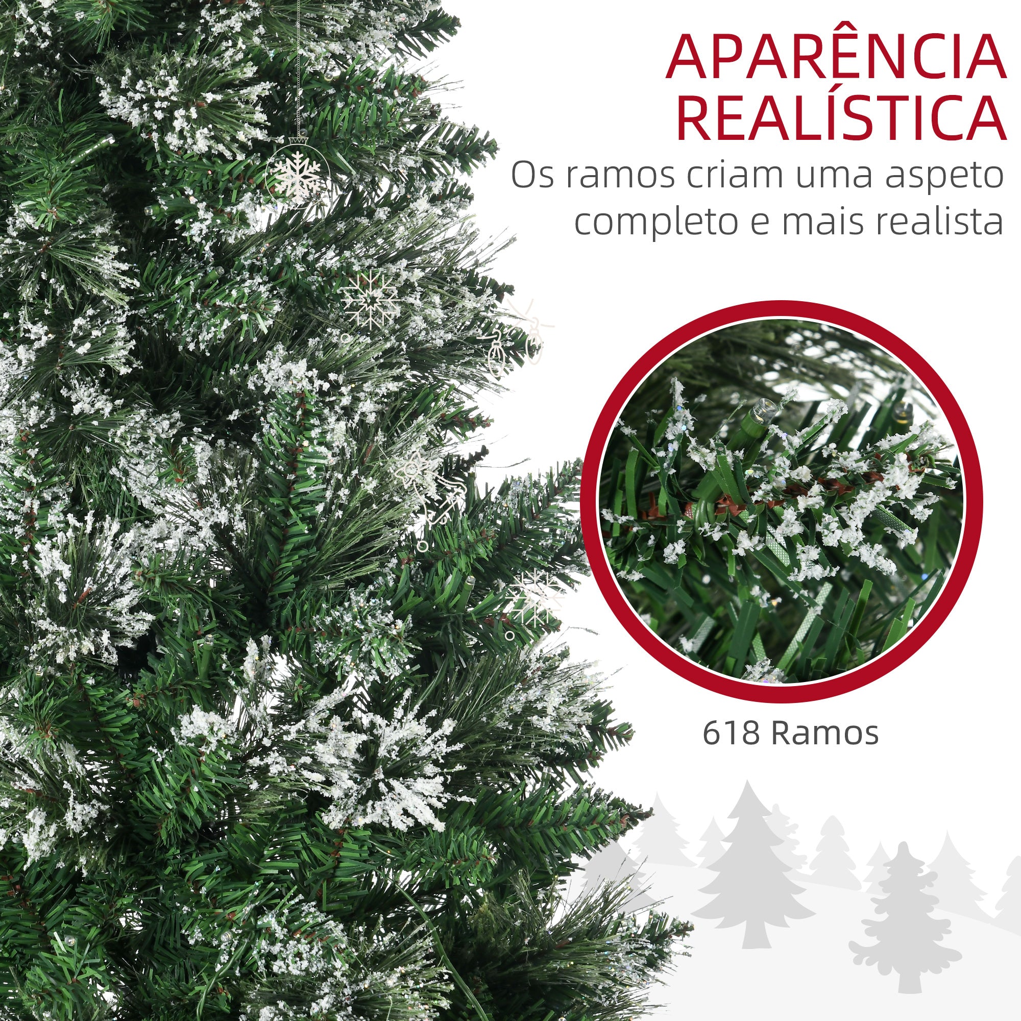 Árvore de Natal Artificial – 180 cm – Verde – Plástico e Aço
