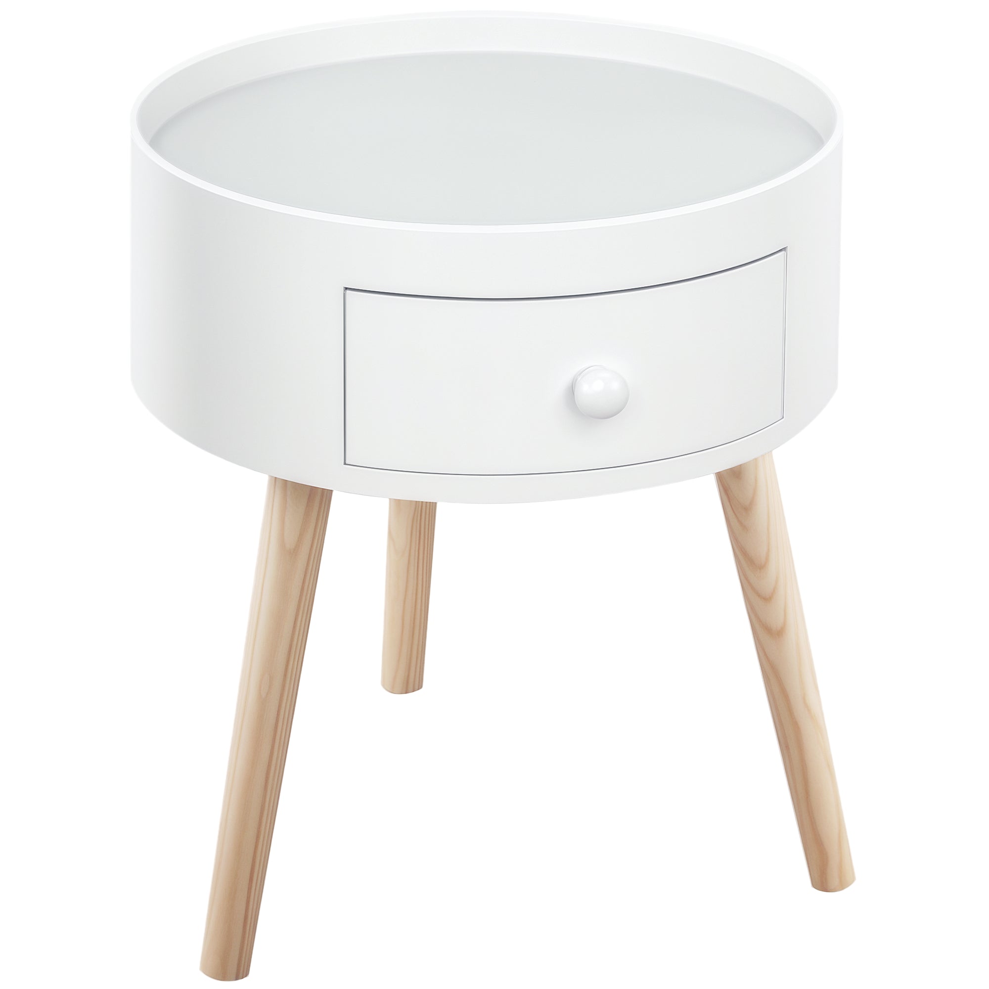 Mesa de Cabeceira Redonda Ø38x45 cm - Branco