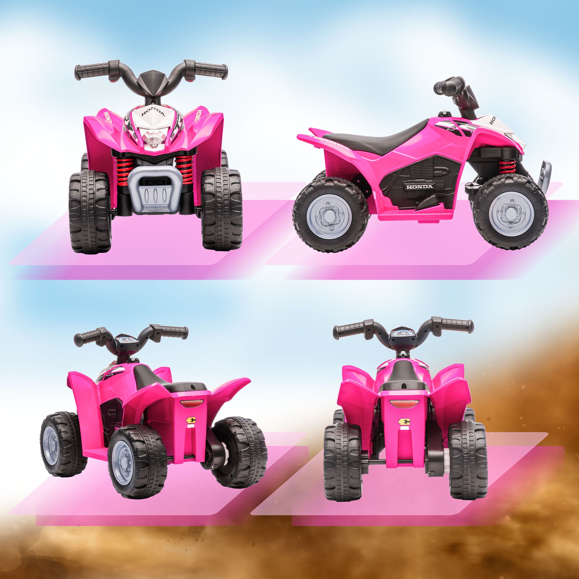 Quadriciclo Elétrico Infantil Rosa 65.5x38.5x43.5 cm