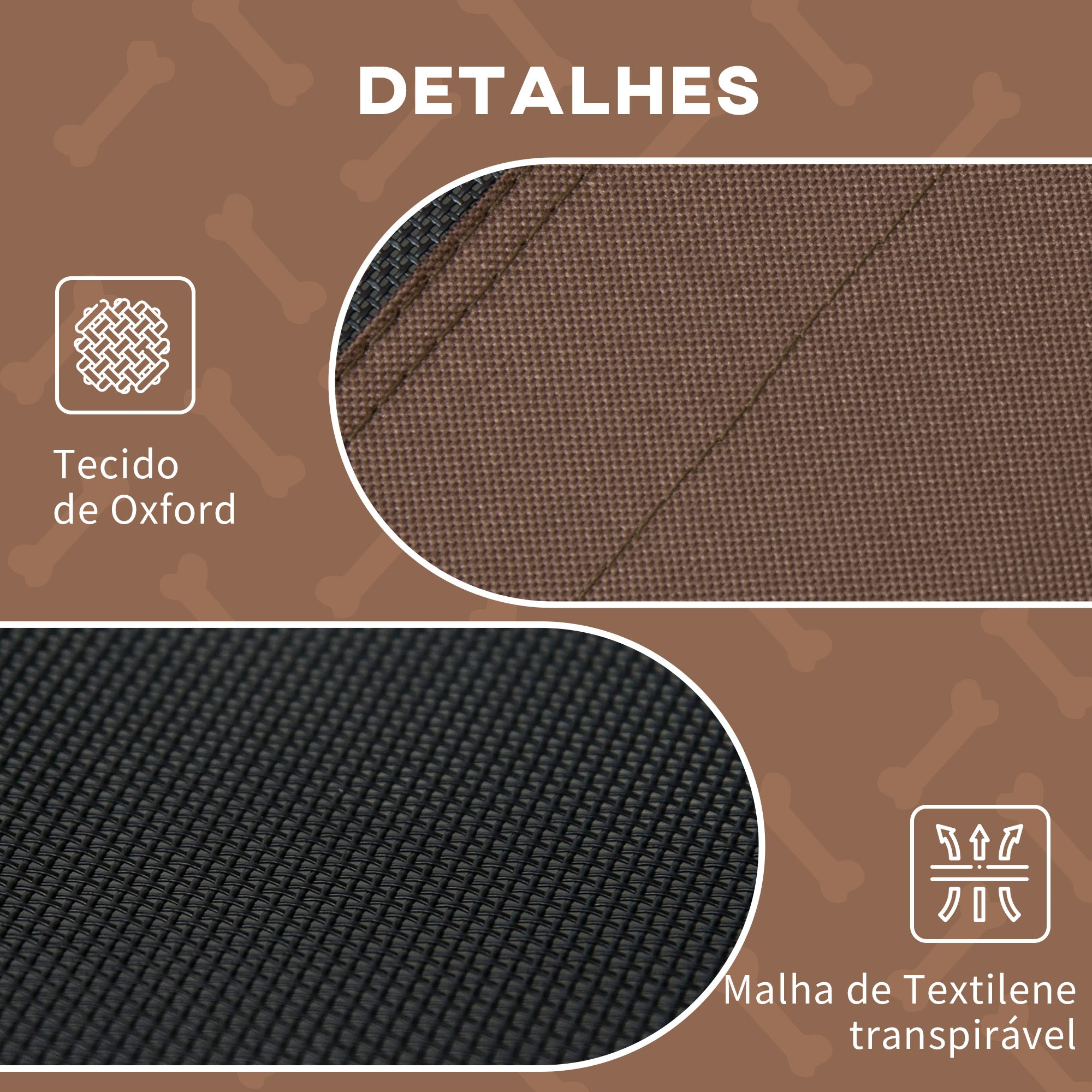 Cama Elevada para Animais de Estimação – 122x92x108cm – Marrom – Metal e Tecido