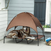 Cama Elevada para Animais de Estimação – 122x92x108cm – Marrom – Metal e Tecido