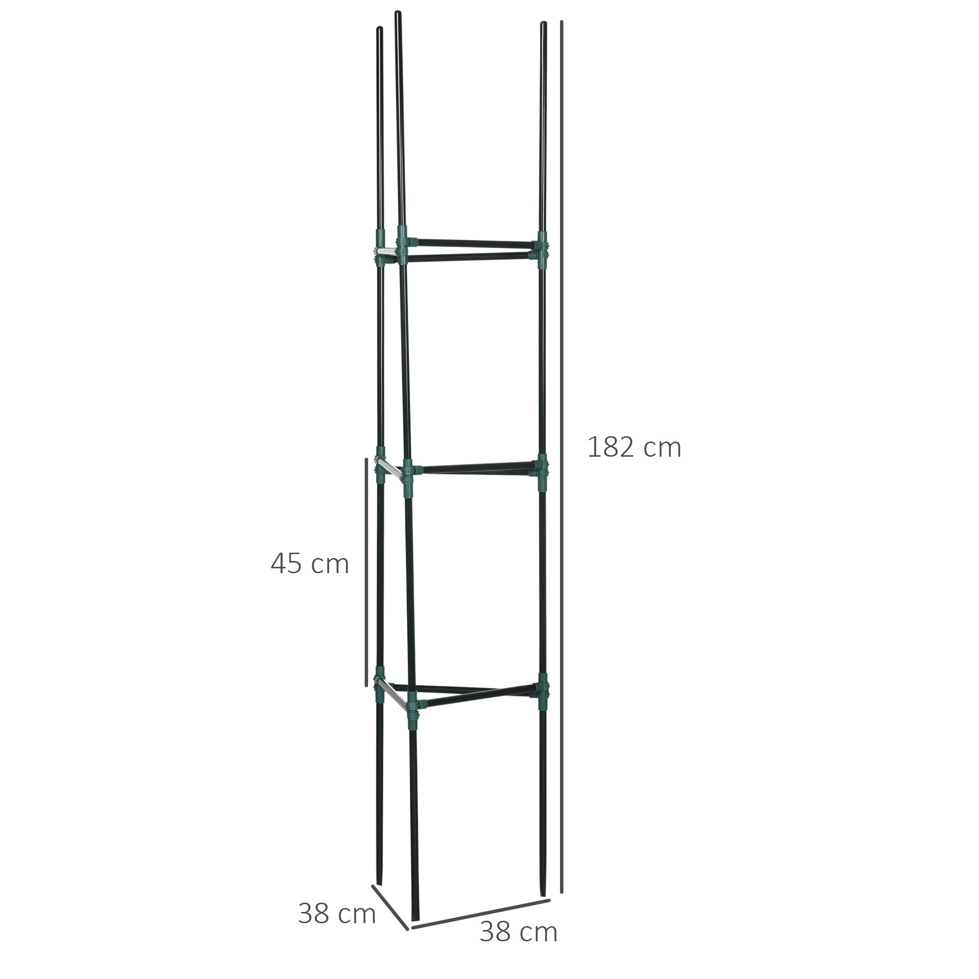 Suportes para Plantas Trepadeiras – 38x38x182 cm – Verde Escuro – Aço