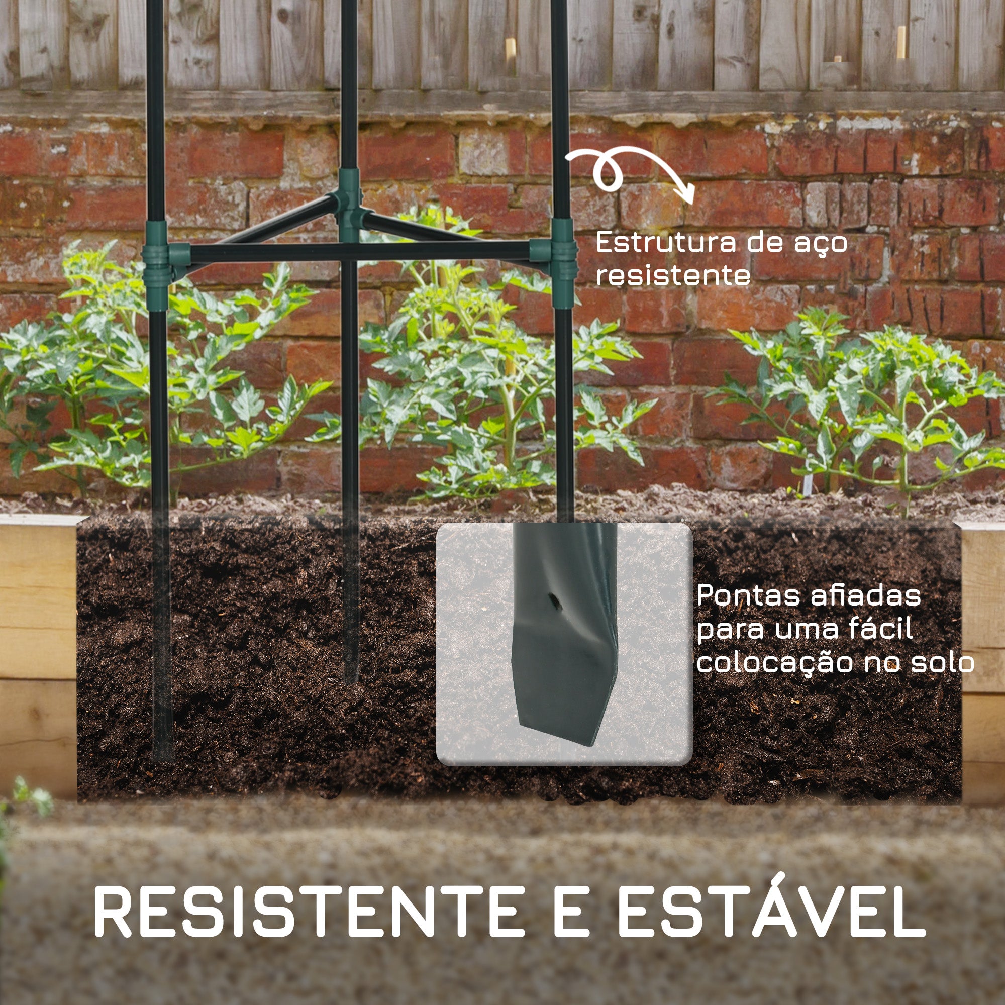 Suportes para Plantas Trepadeiras – 38x38x182 cm – Verde Escuro – Aço