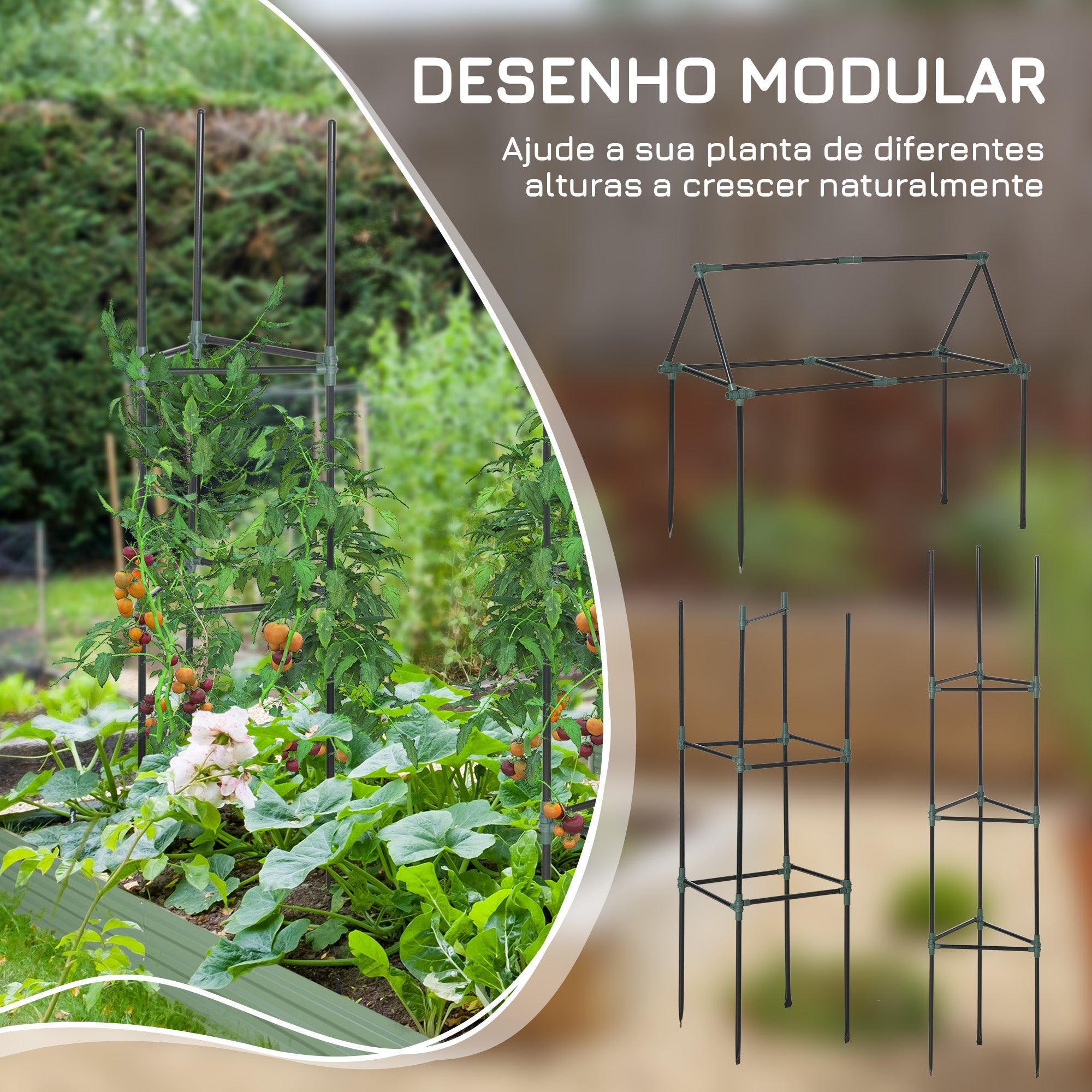 Suportes para Plantas Trepadeiras – 38x38x182 cm – Verde Escuro – Aço