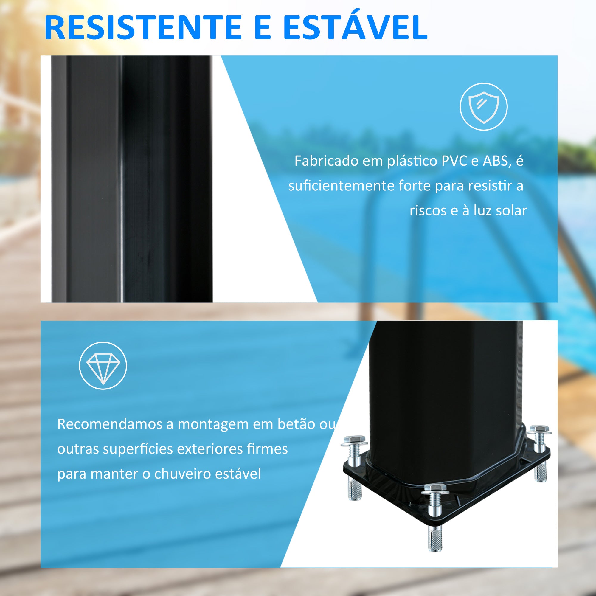 Duche Solar Exterior 35 L Preto 17,5x14,5x216 cm