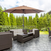 Chapéu de Sol de Jardim Marrom Ø295x250cm com Manivela e Mastro Desmontável