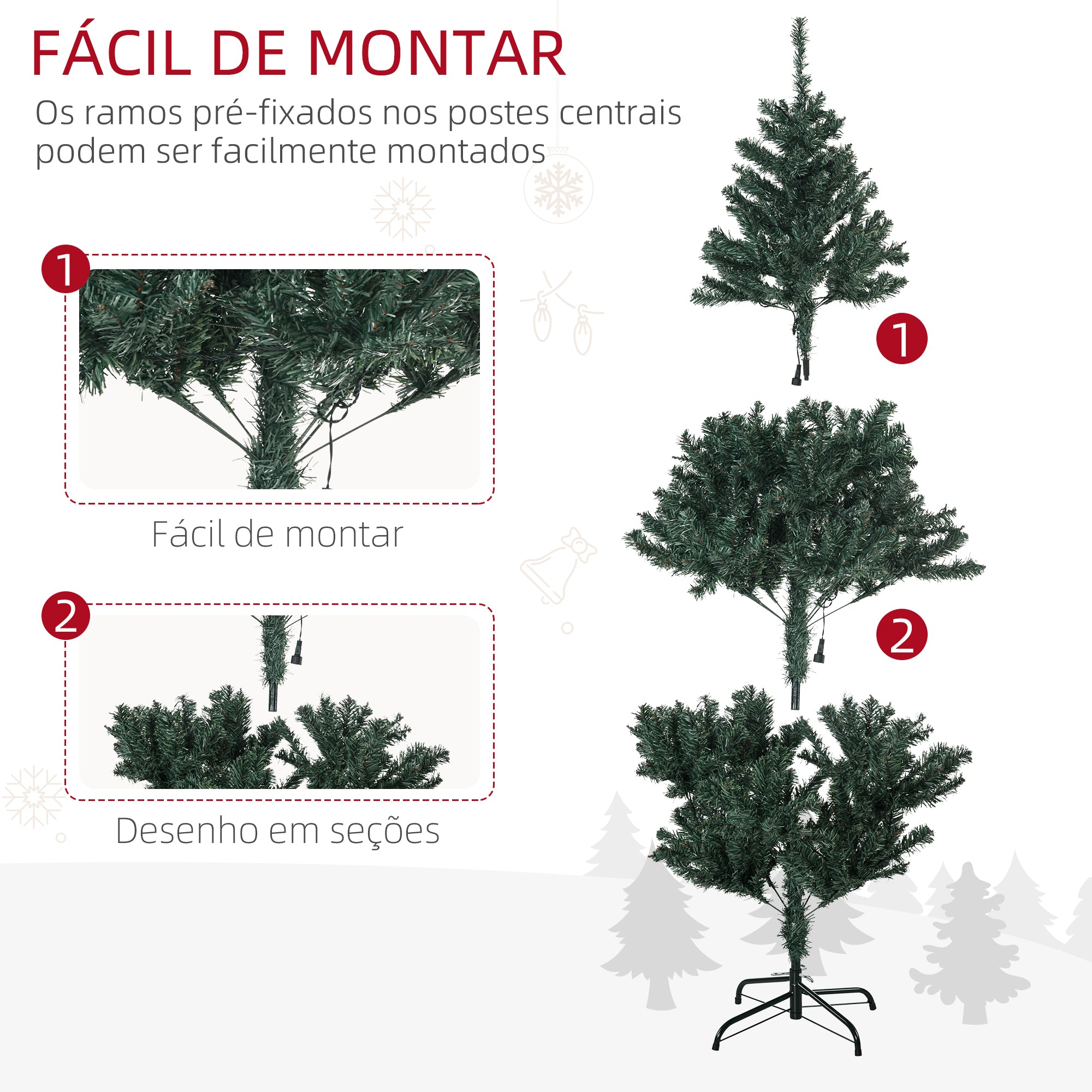 Árvore de Natal Artificial 150 cm Verde com 100 Luzes LED