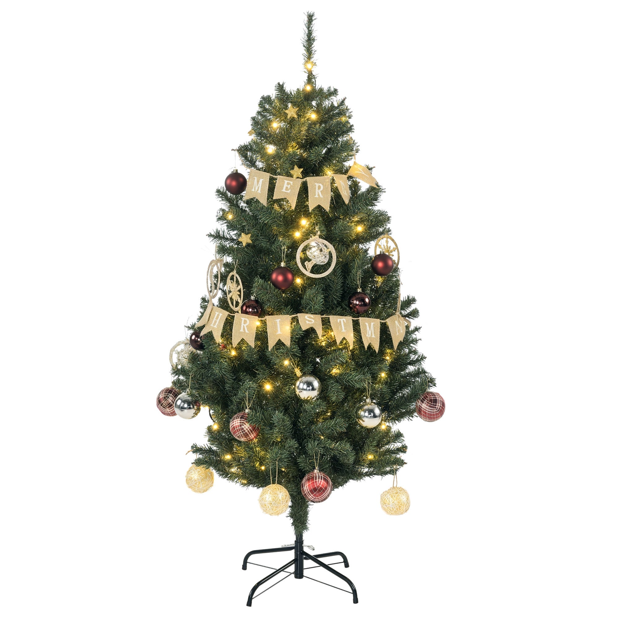 Árvore de Natal Artificial 150 cm Verde com 100 Luzes LED