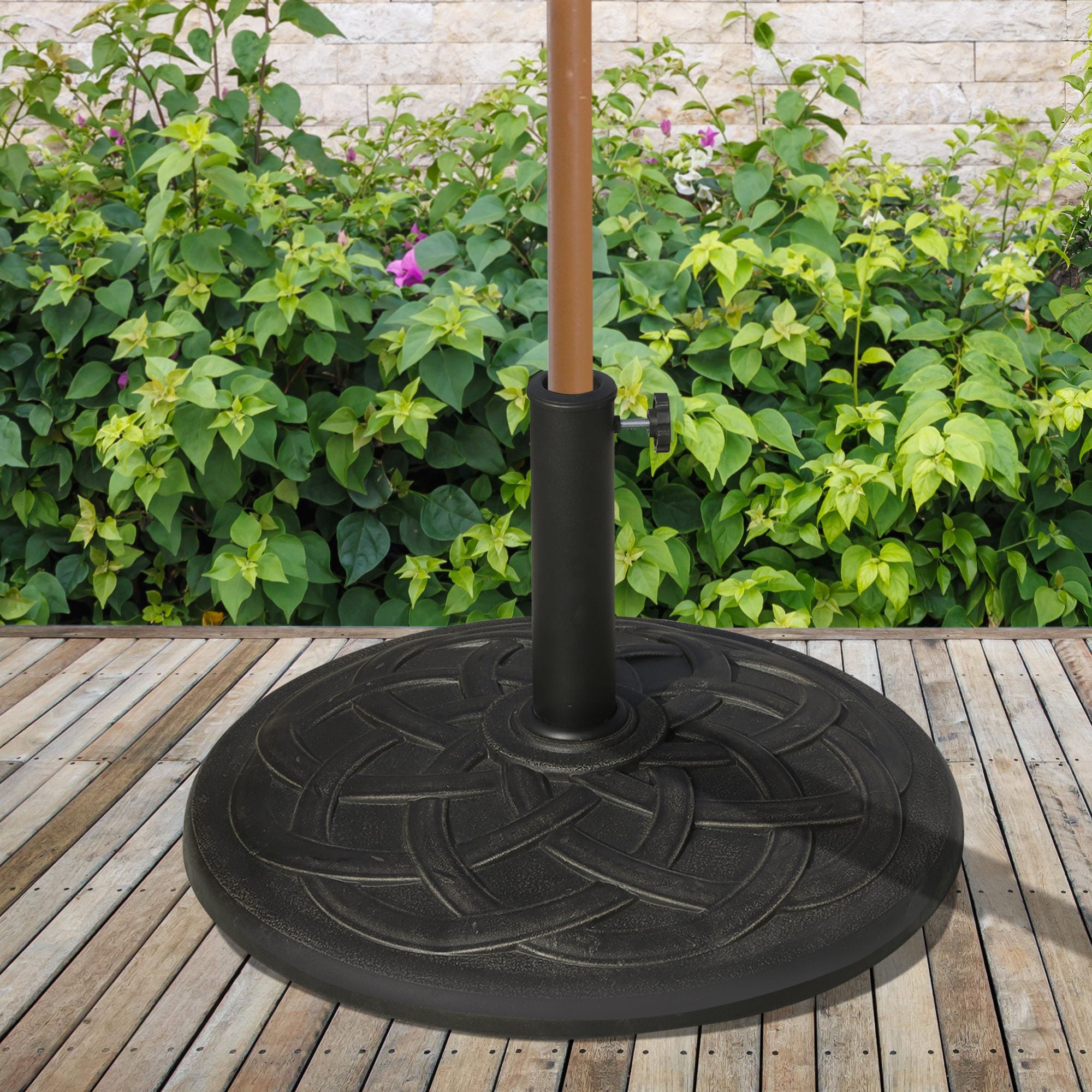 Base Circular para Chapéu de Sol de Resina - Preto e Bronze Ø57x35cm