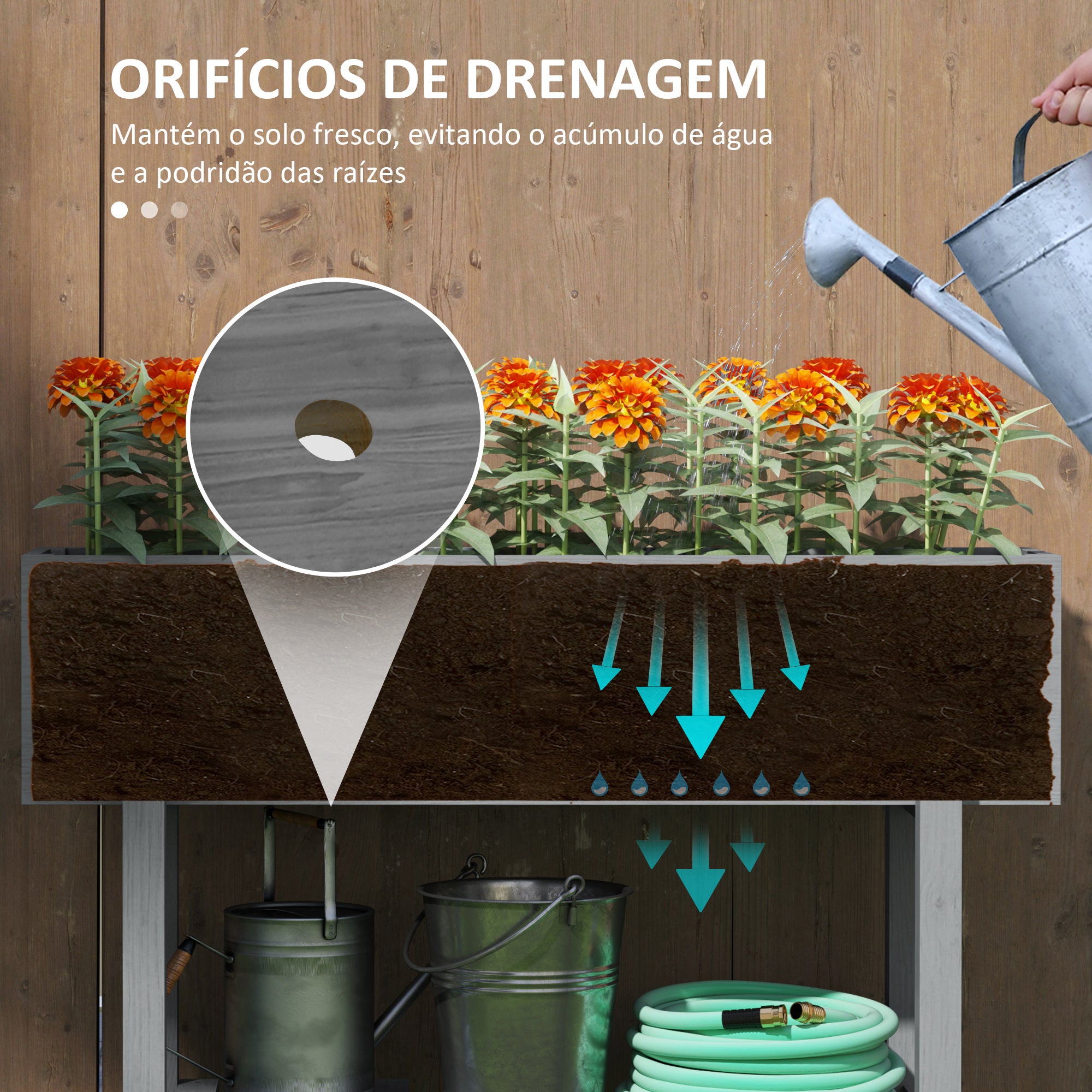 Floreira Vertical de Madeira – 100x30x70,5 cm – Cinzento