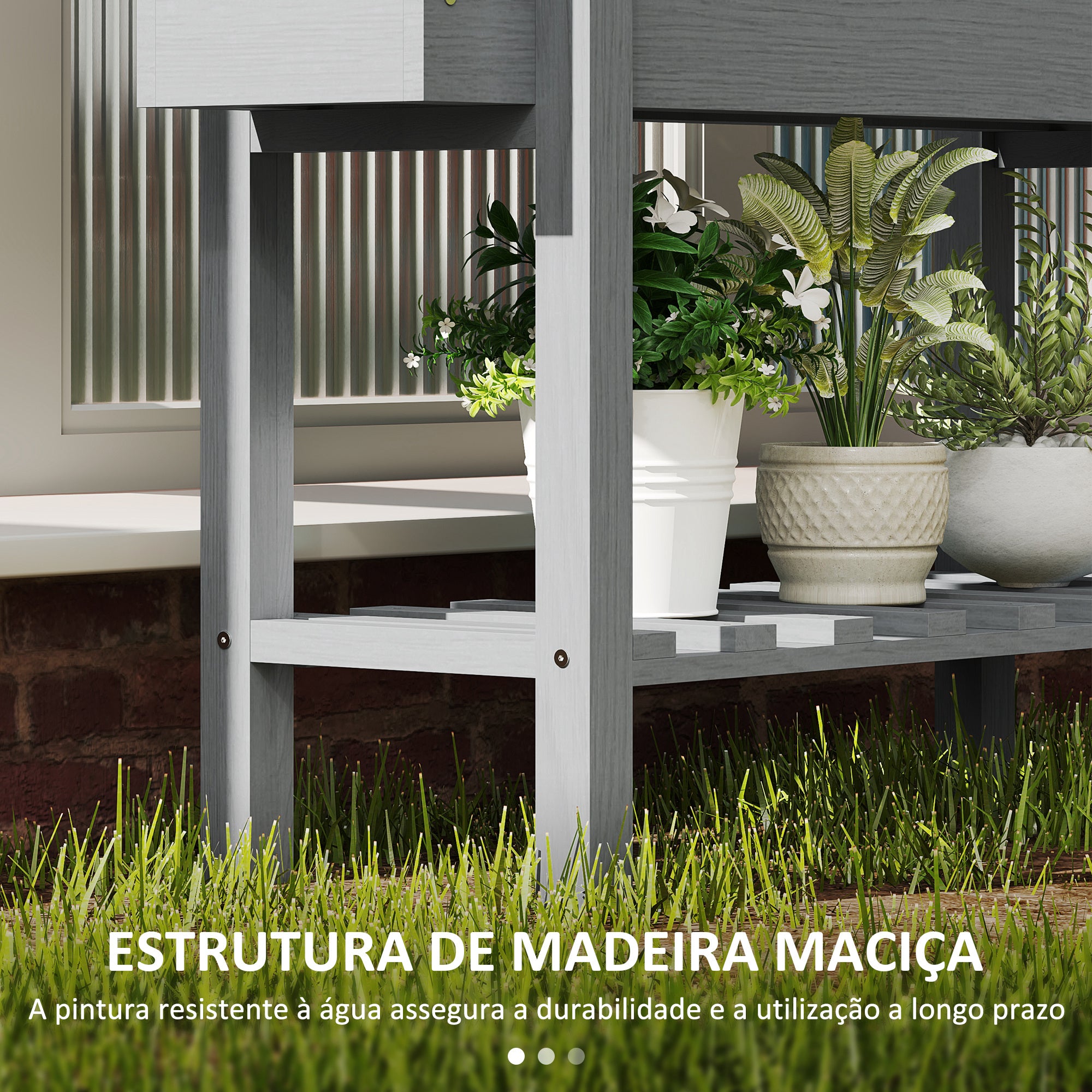 Floreira Vertical de Madeira – 100x30x70,5 cm – Cinzento