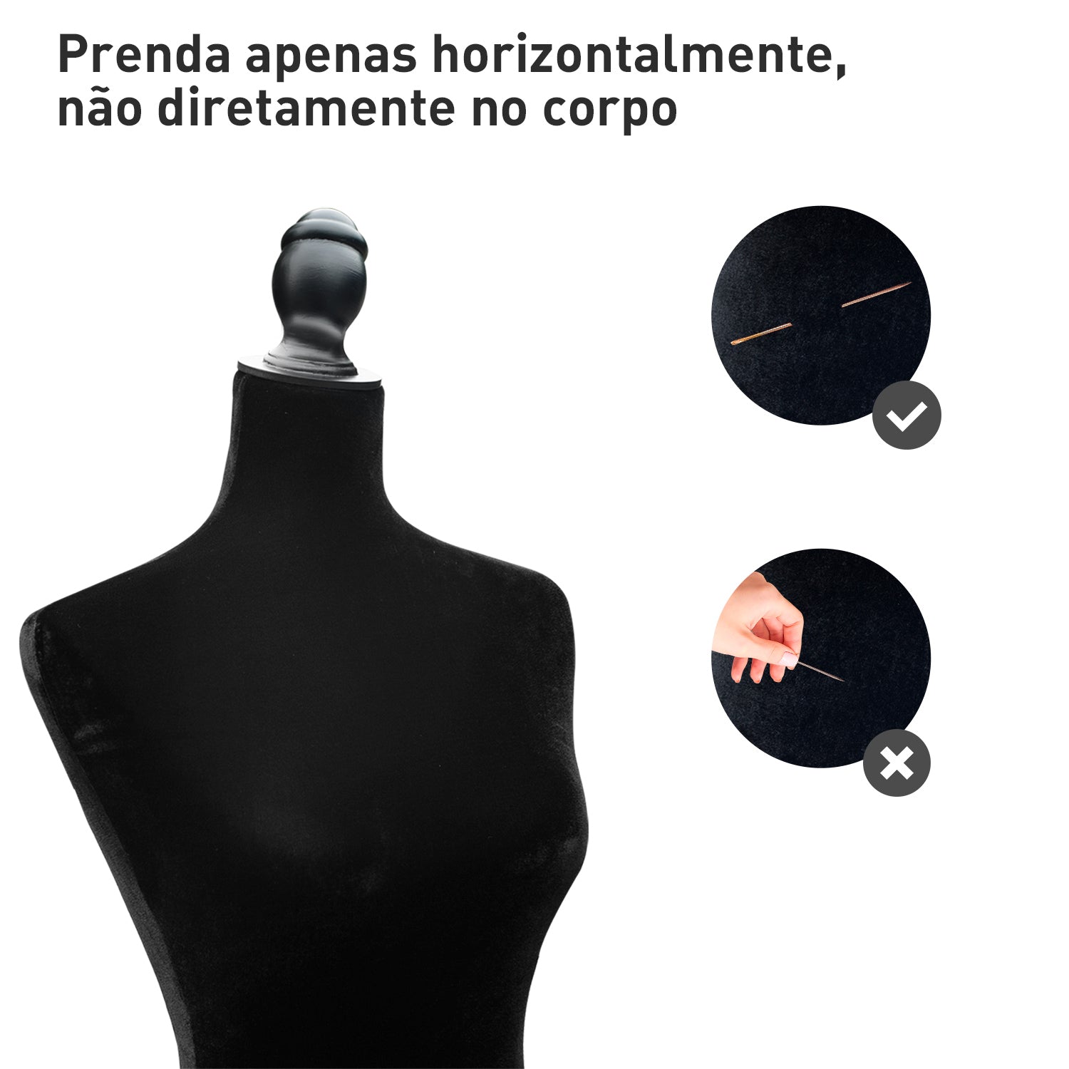 Manequim de Costura Feminino Ajustável 130-168 cm - Cor Preto