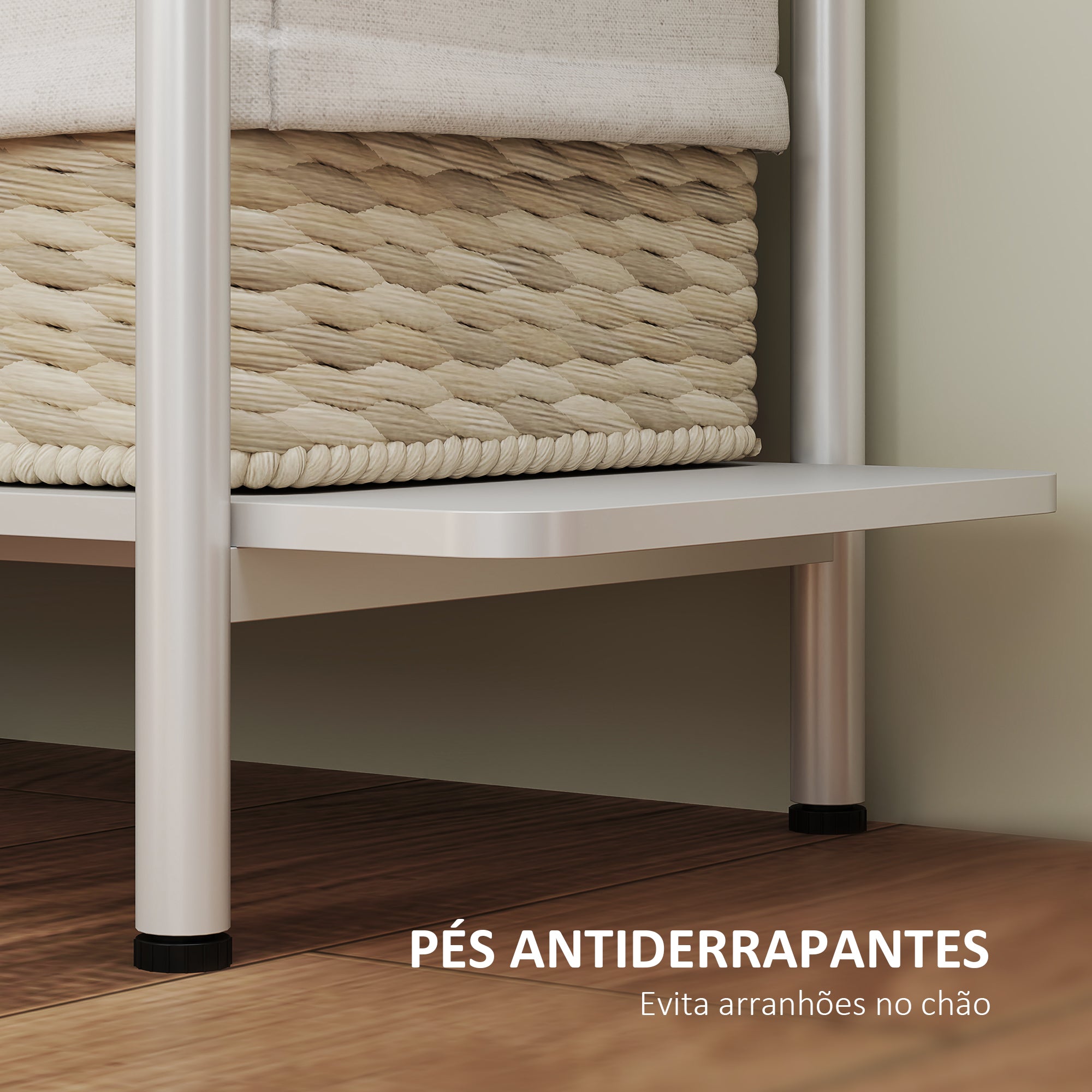 Estante moderna de 4 níveis – 100x35x160,5 cm – Branco – Melamina e metal