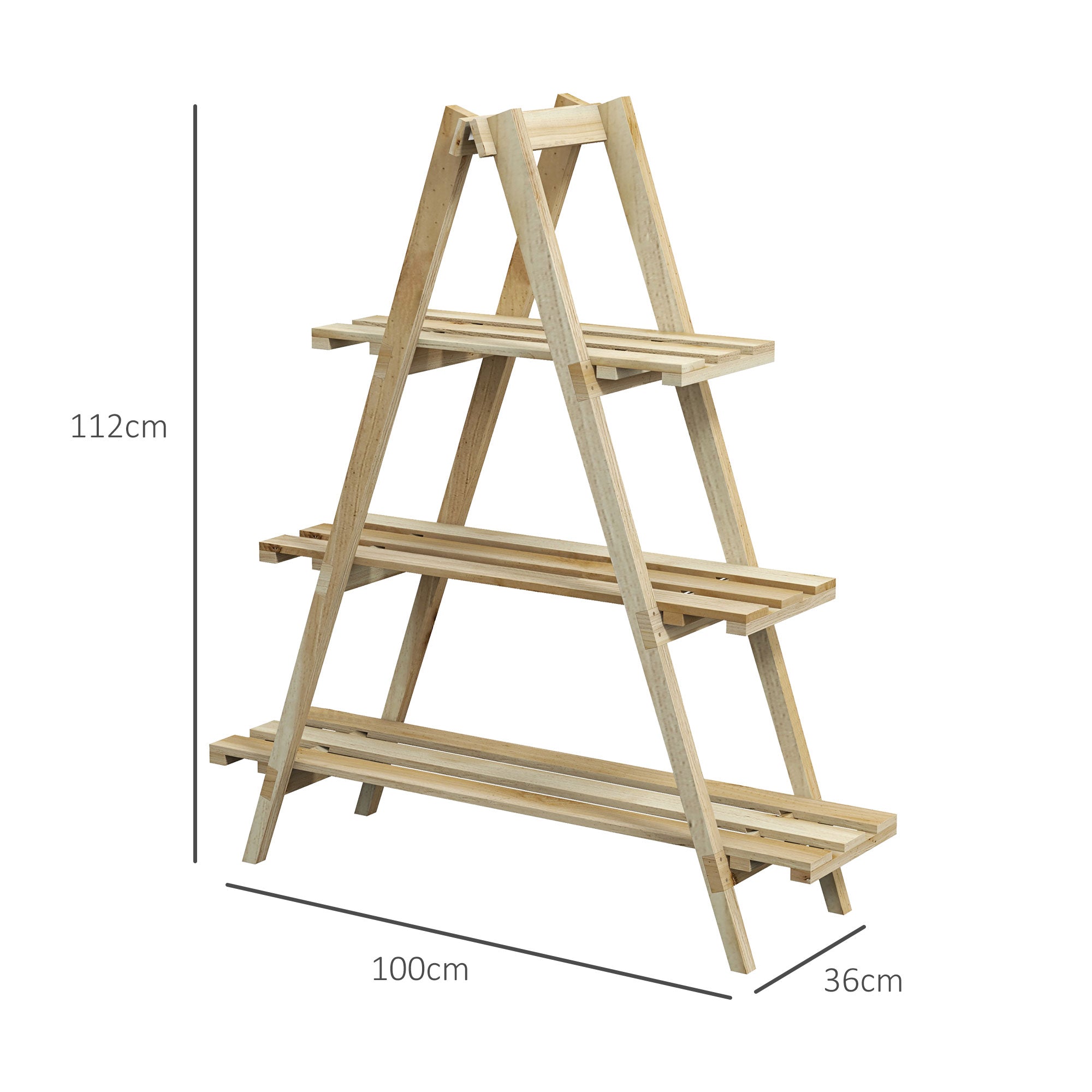 Suporte de Plantas em Madeira Natural 100x36x112 cm