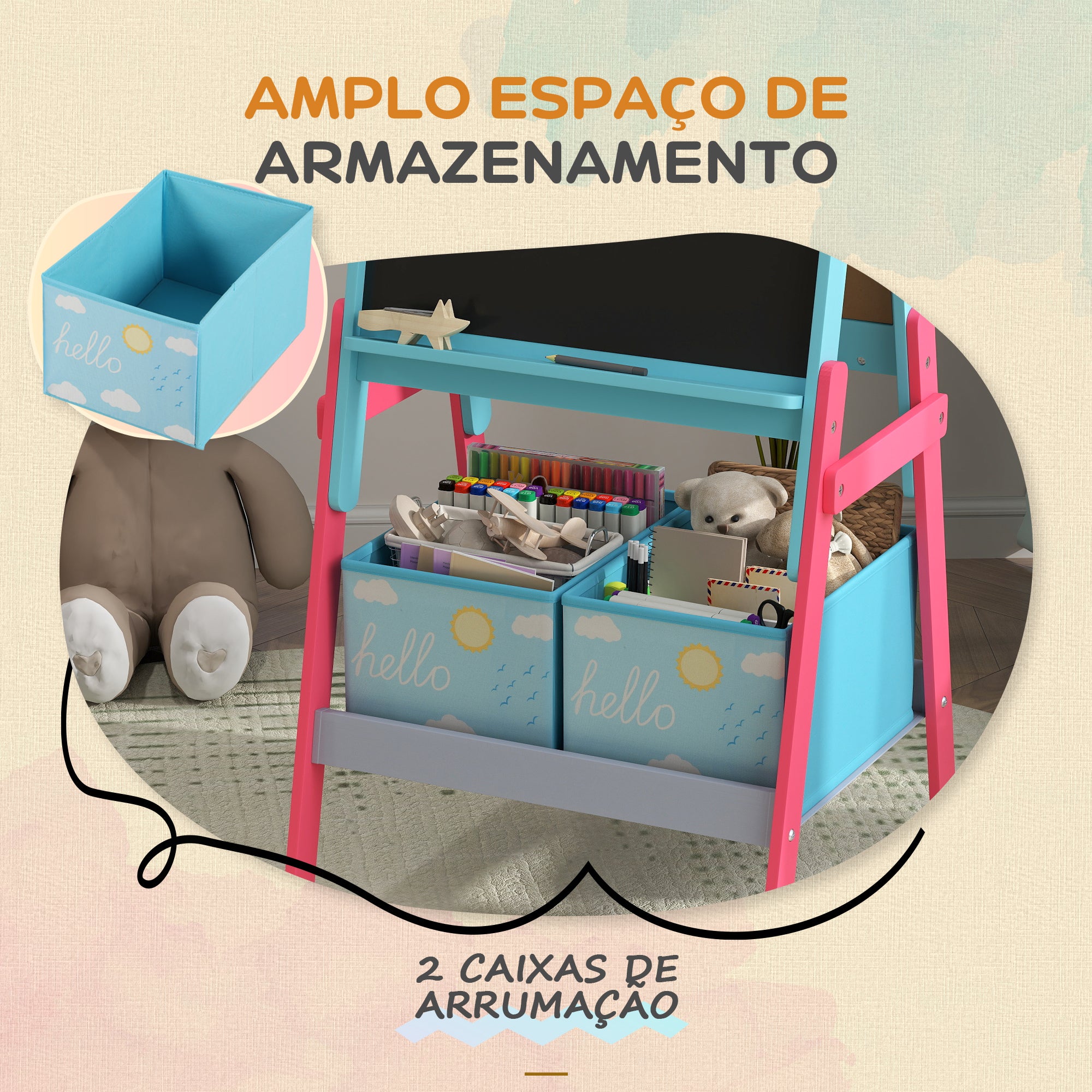 Cavalete Infantil 2 em 1 Azul 49x53,5x113 cm