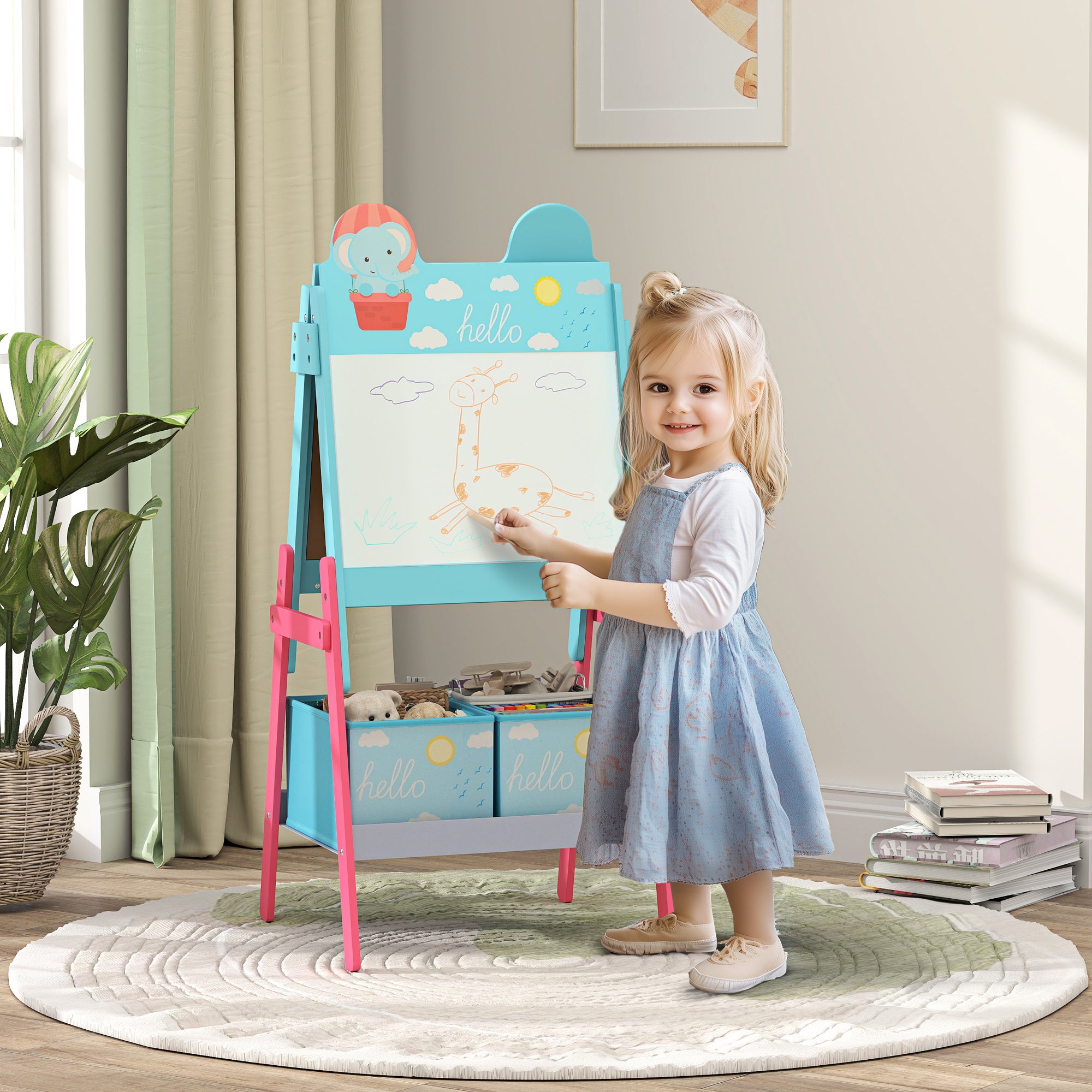 Cavalete Infantil 2 em 1 Azul 49x53,5x113 cm