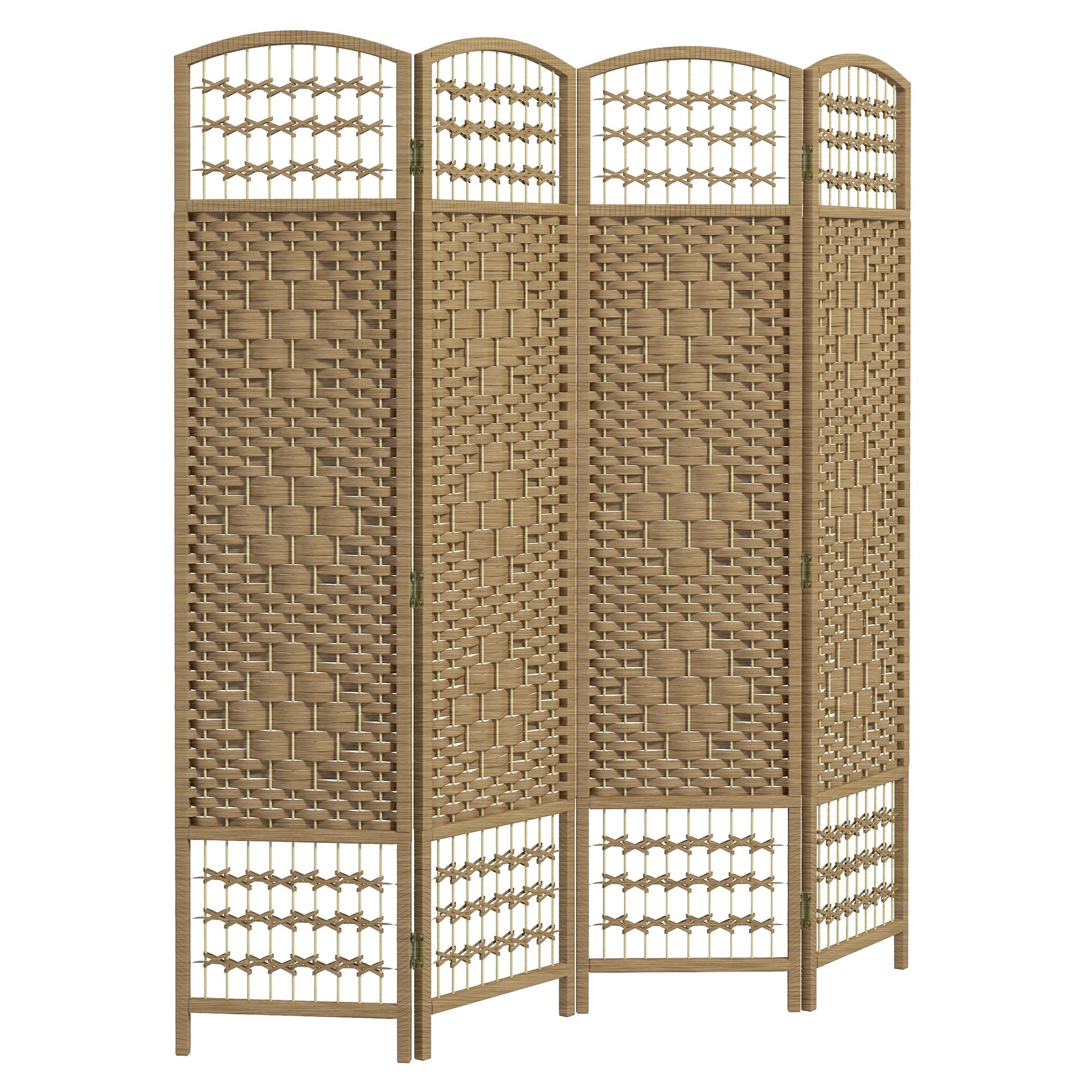 Biombo de 4 Painéis Separador de Ambientes 160x170 cm Cor de Madeira Natural