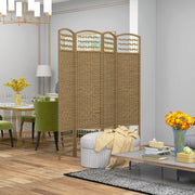 Biombo de 4 Painéis Separador de Ambientes 160x170 cm Cor de Madeira Natural