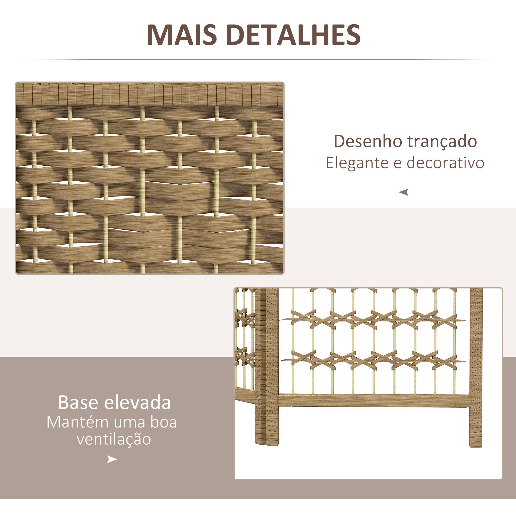 Biombo de 4 Painéis Separador de Ambientes 160x170 cm Cor de Madeira Natural