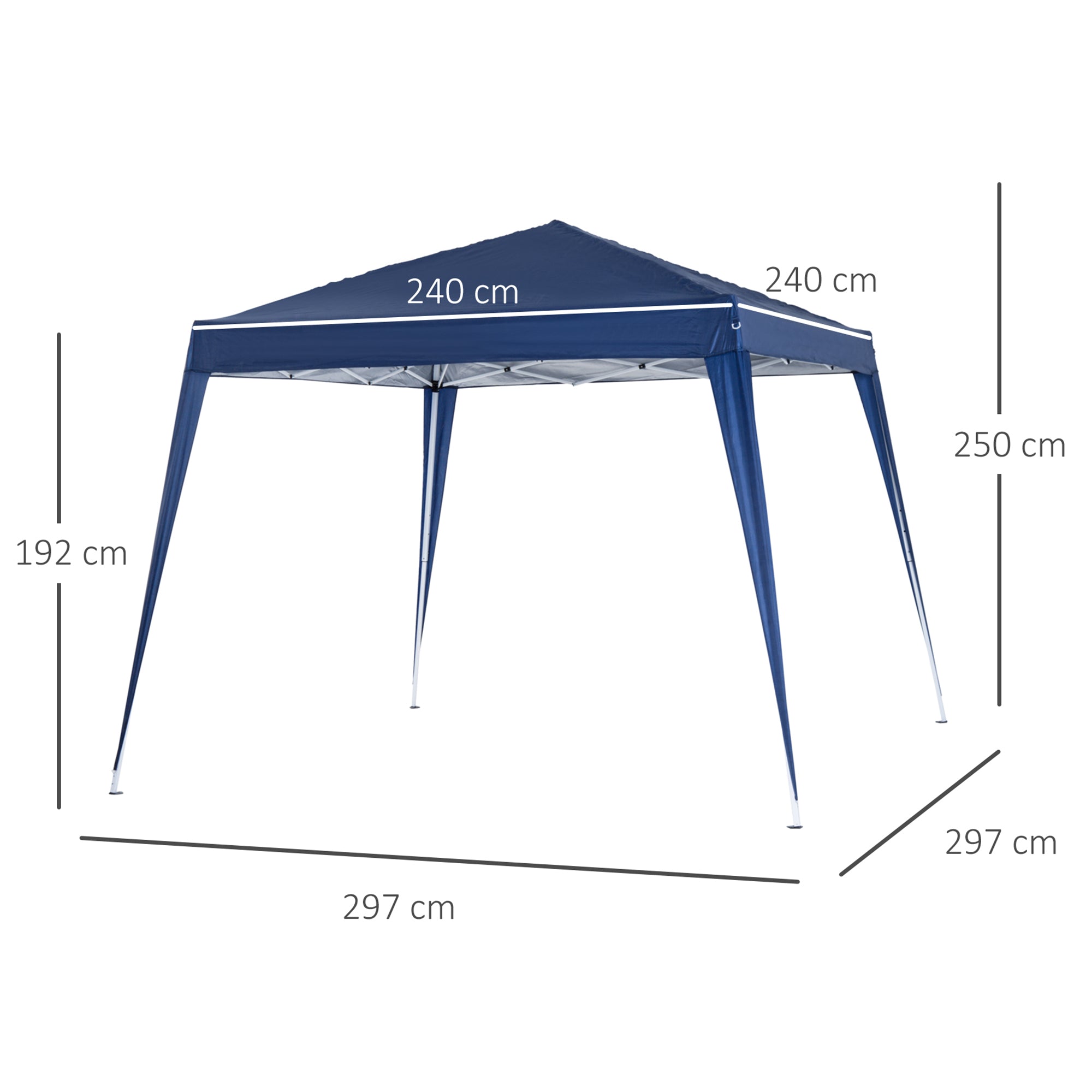Tenda Dobrável 297x297x250 cm em Aço e Oxford - Cor Azul