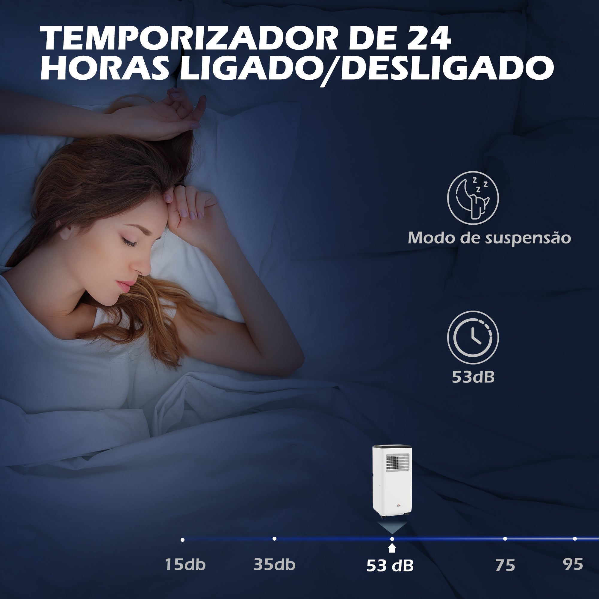 Ar Condicionado Portátil 10000 BTU 2900W Branco 33x28x70,4 cm