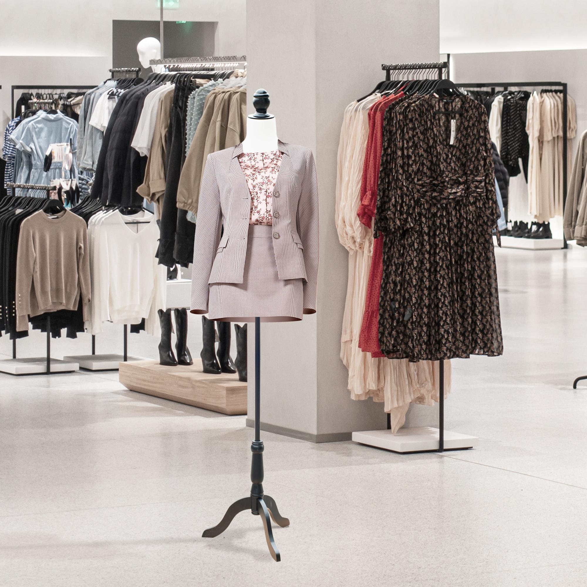 Manequim de Costura Feminino Ajustável – 130-168 cm – Branco – Polietileno, madeira de pinho, metal