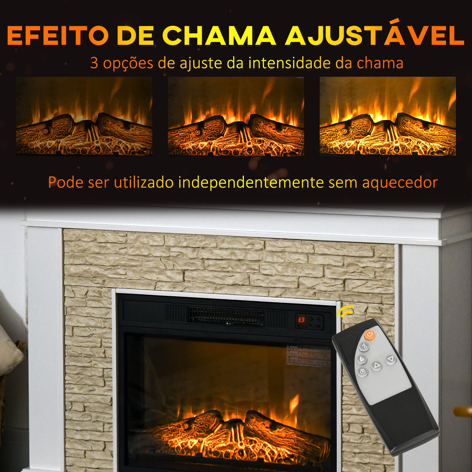 Lareira Elétrica – 120x24x80 cm – Branca – Metal, ABS e aglomerado