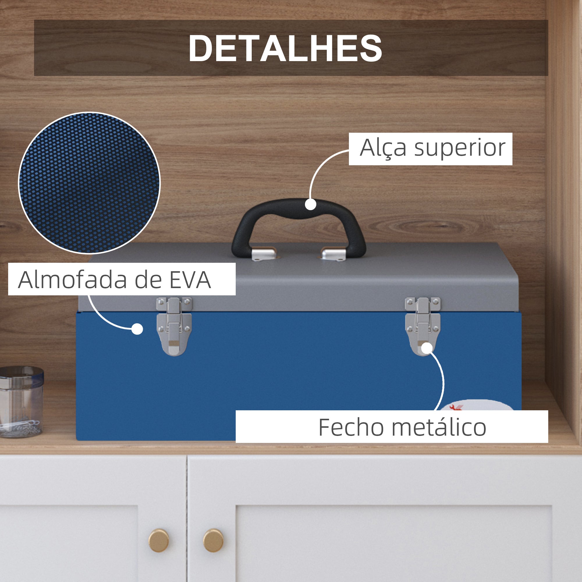 Caixa de Ferramentas Metálica Azul 50x26x18,5 cm - Transporte Prático e Seguro