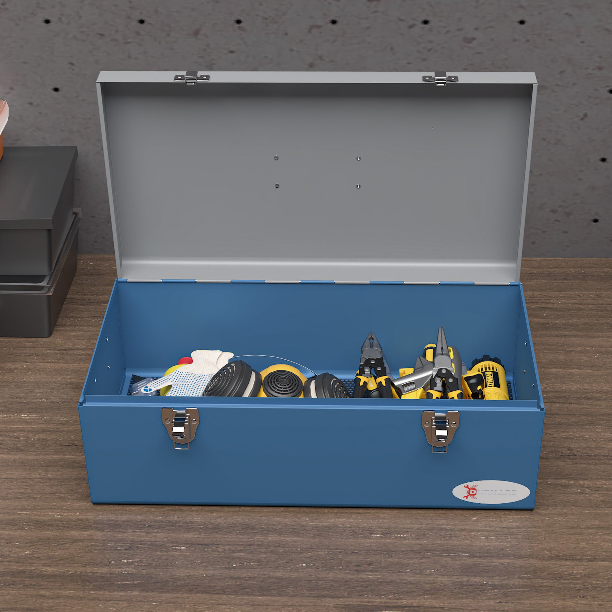 Caixa de Ferramentas Metálica Azul 50x26x18,5 cm - Transporte Prático e Seguro