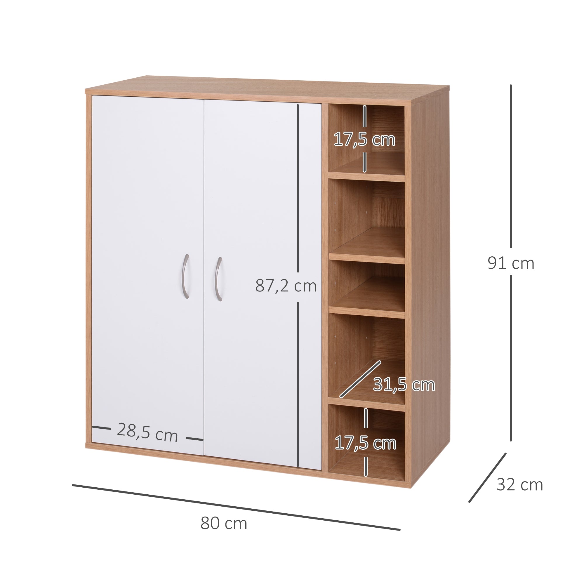 Sapateira Armário com 80x32x91 cm em Madeira e Branco