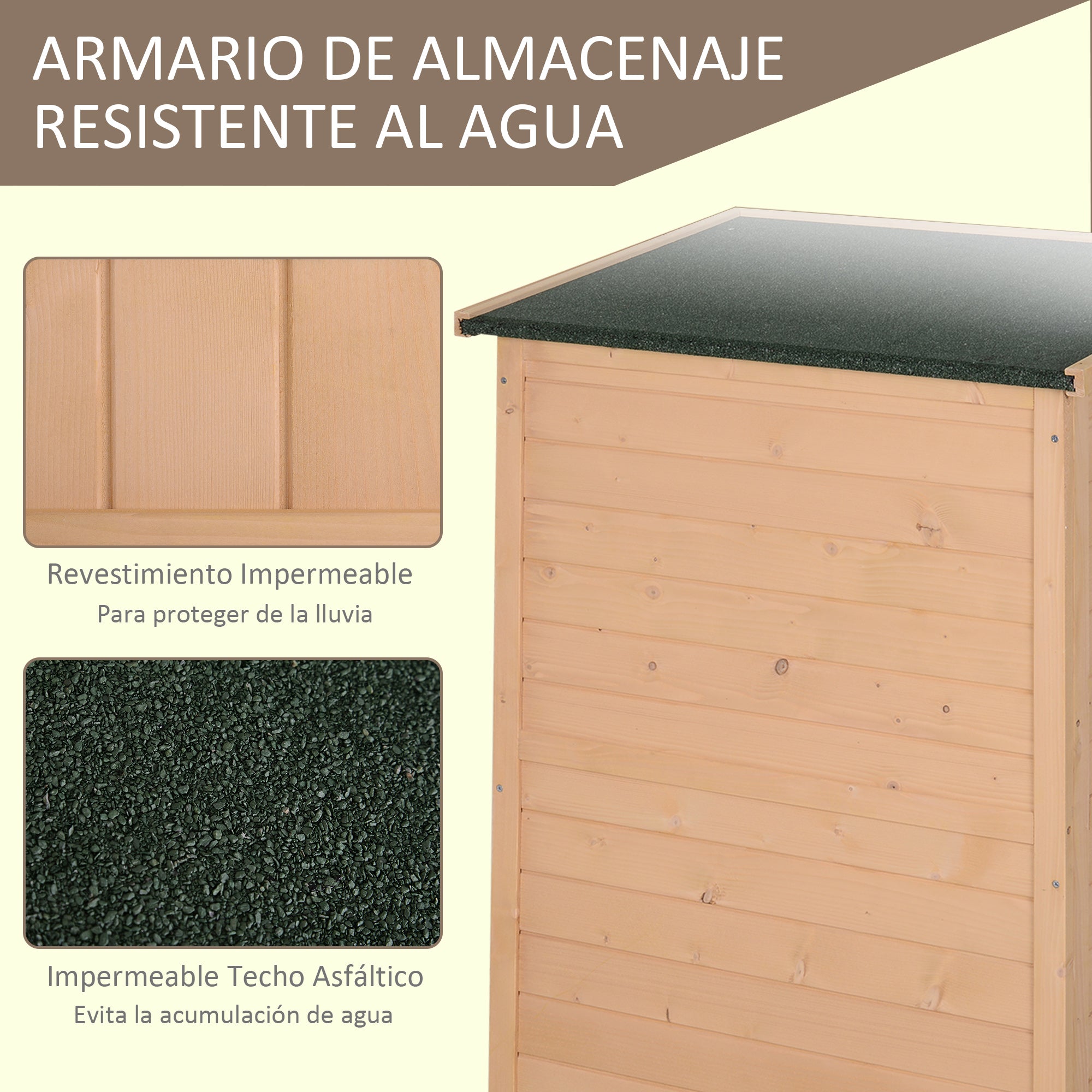 Armário de Jardim de Madeira Natural 75x56x115cm com 3 Prateleiras - Ideal para Ferramentas de Jardinagem