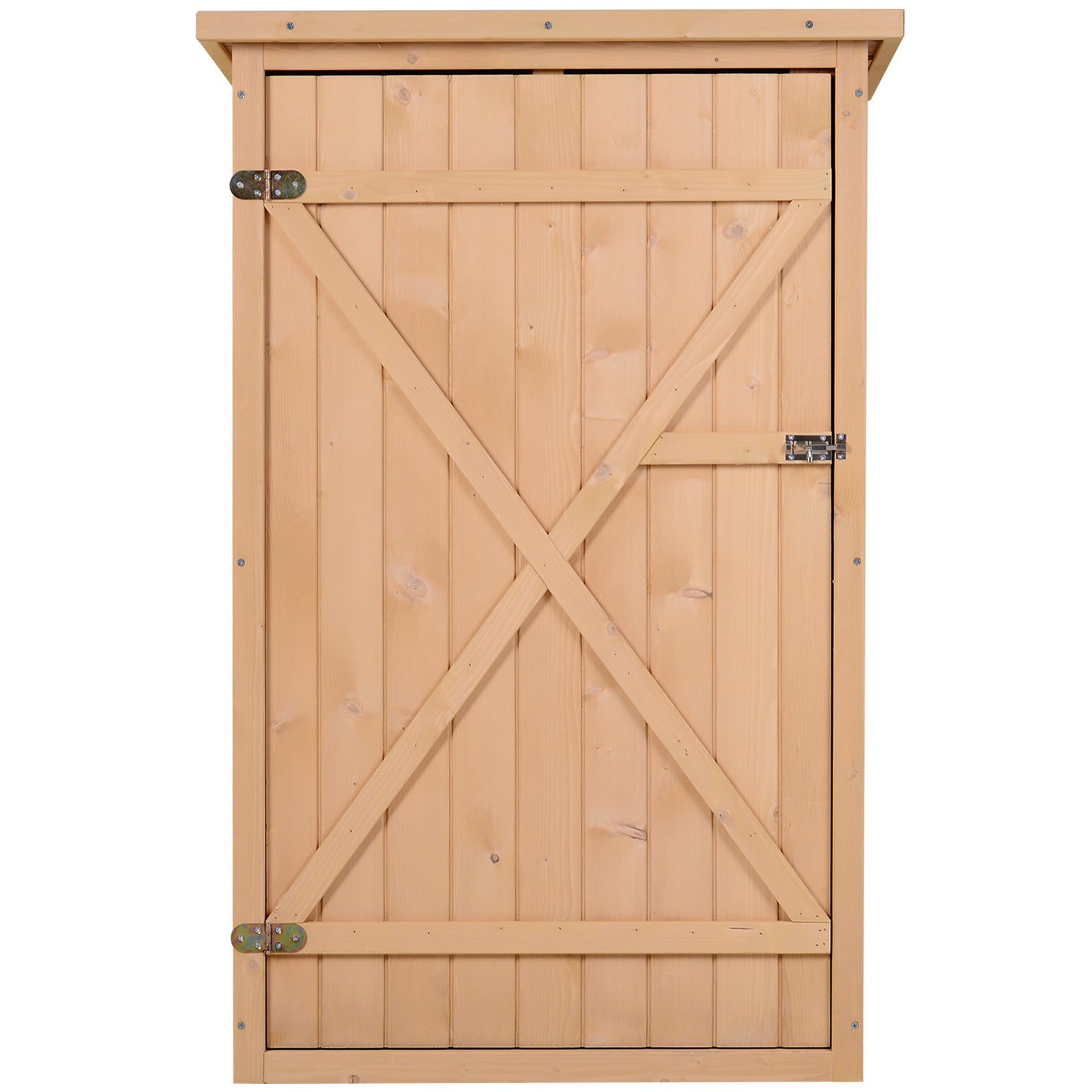 Armário de Jardim de Madeira Natural 75x56x115cm com 3 Prateleiras - Ideal para Ferramentas de Jardinagem