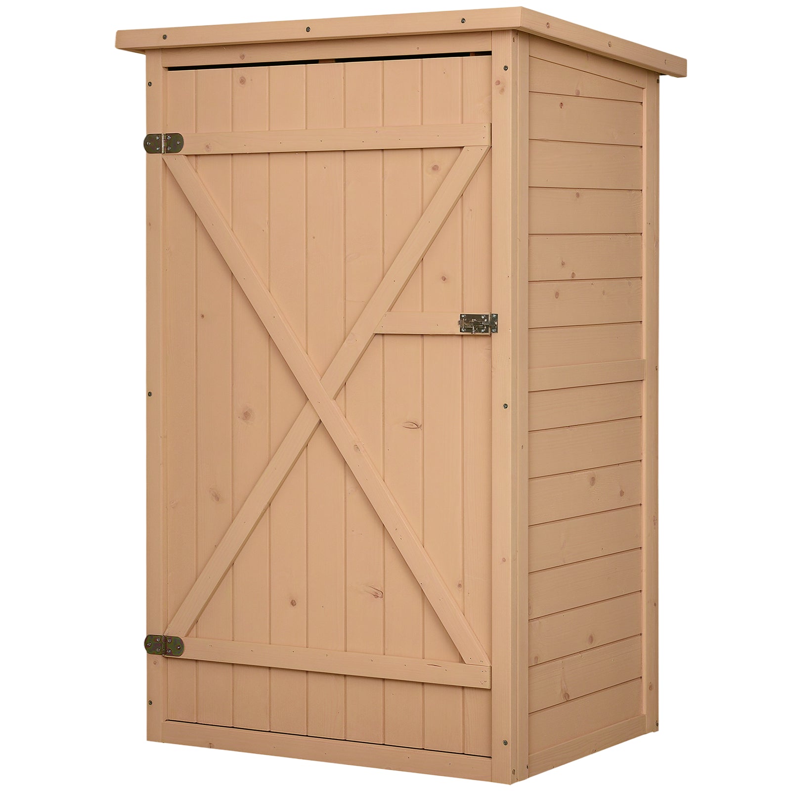 Armário de Jardim de Madeira Natural 75x56x115cm com 3 Prateleiras - Ideal para Ferramentas de Jardinagem