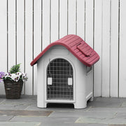 Casota para Cães Cinza e Vermelho 59x75x66cm - Conforto e Proteção