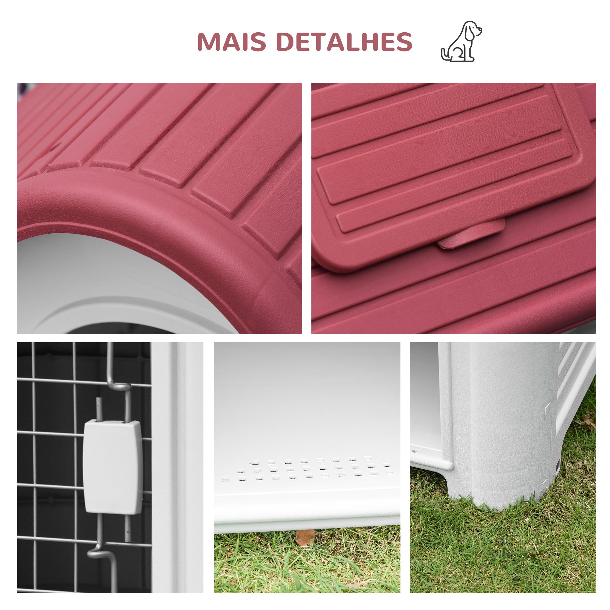 Casota para Cães Cinza e Vermelho 59x75x66cm - Conforto e Proteção