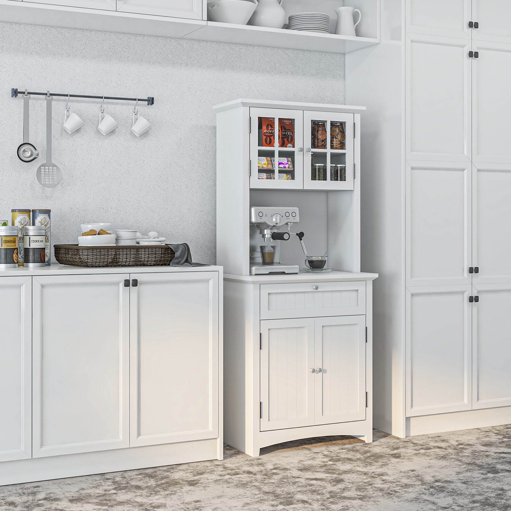 Armário de Cozinha Auxiliar para Microondas 68,6x40x164 cm - Cor Branco