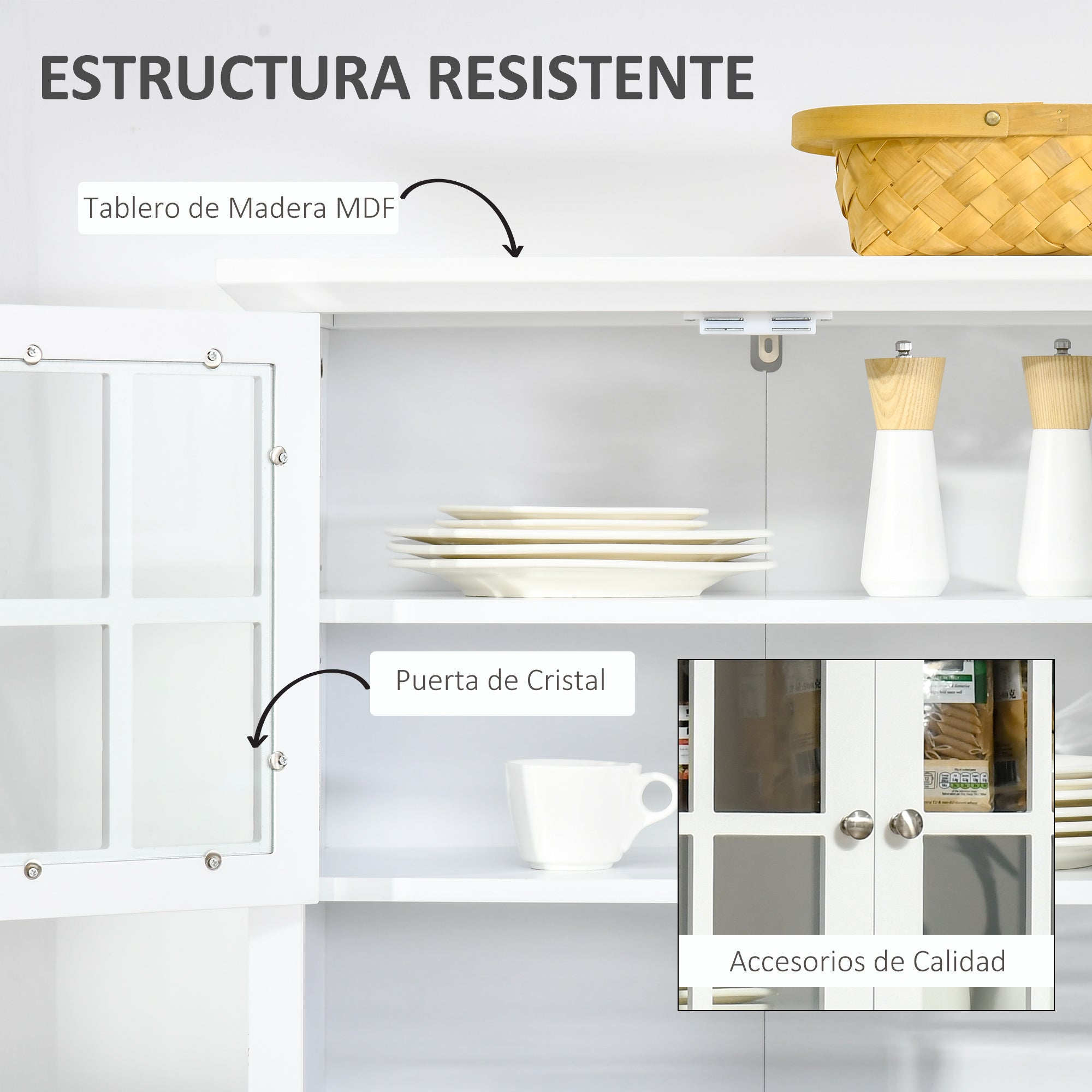 Armário de Cozinha Auxiliar para Microondas 68,6x40x164 cm - Cor Branco
