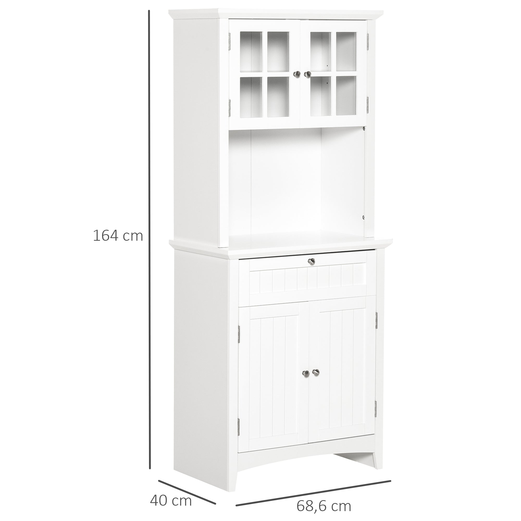 Armário de Cozinha Auxiliar para Microondas 68,6x40x164 cm - Cor Branco
