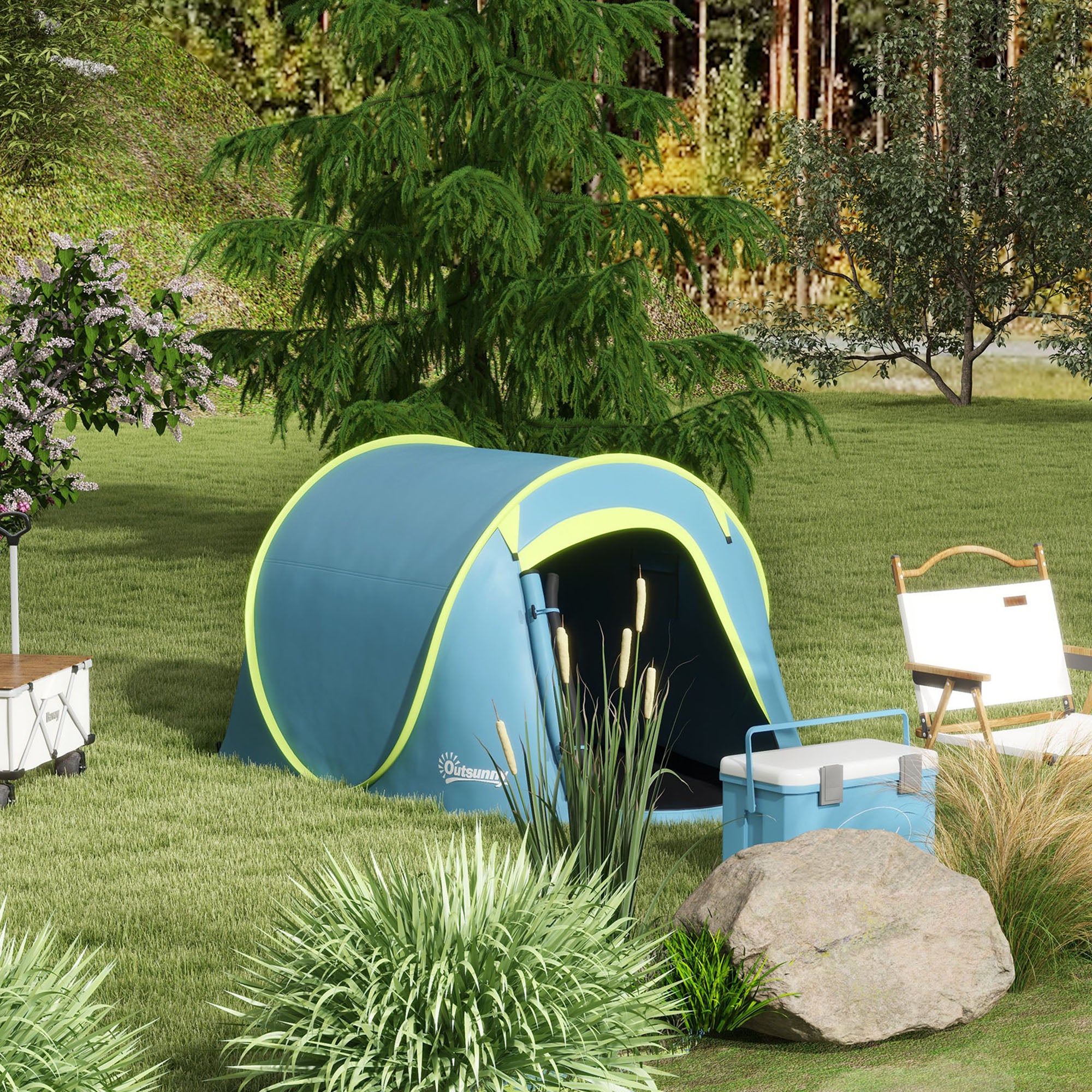 Tenda de Campismo para 1-2 Pessoas Azul 245x148x105 cm
