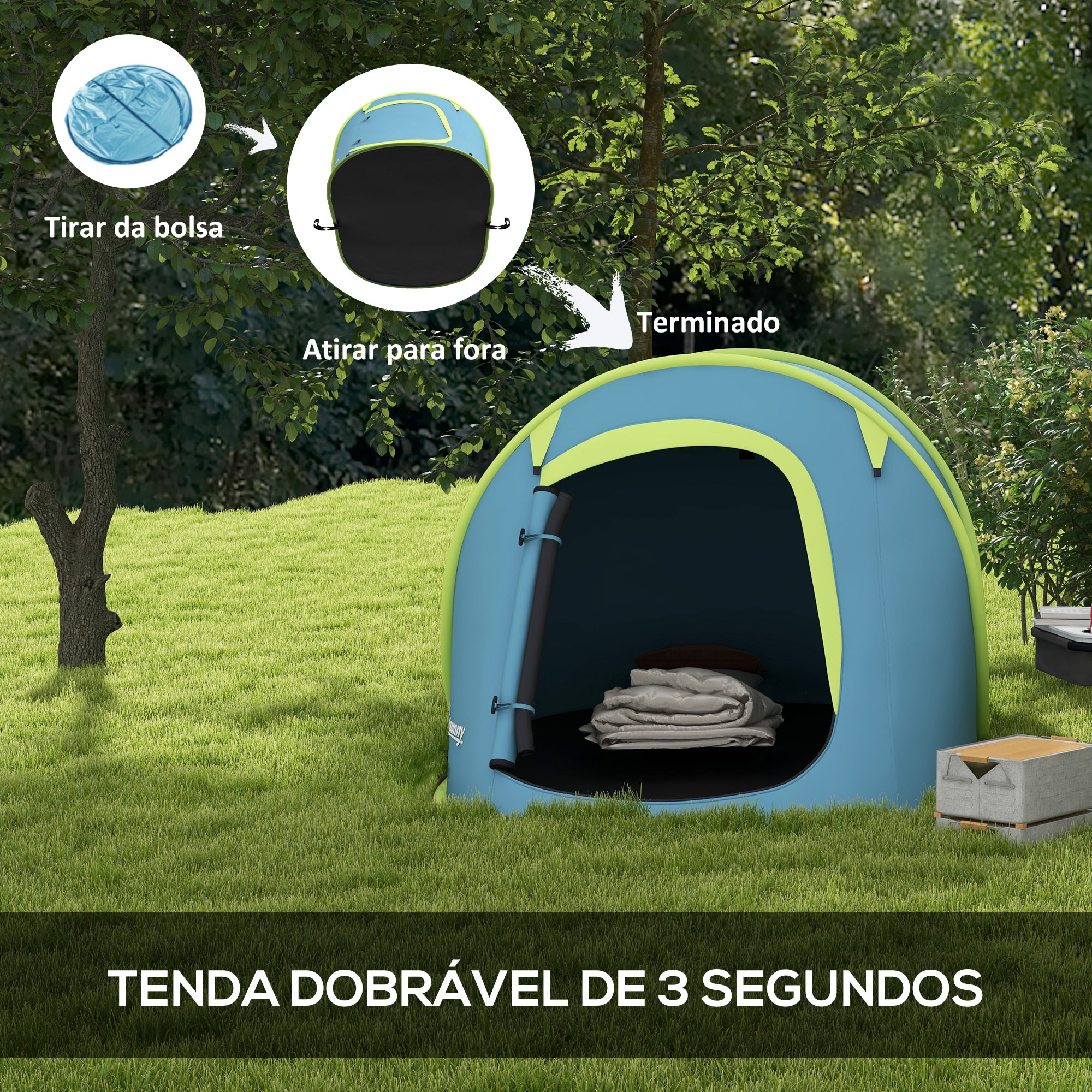 Tenda de Campismo para 1-2 Pessoas Azul 245x148x105 cm