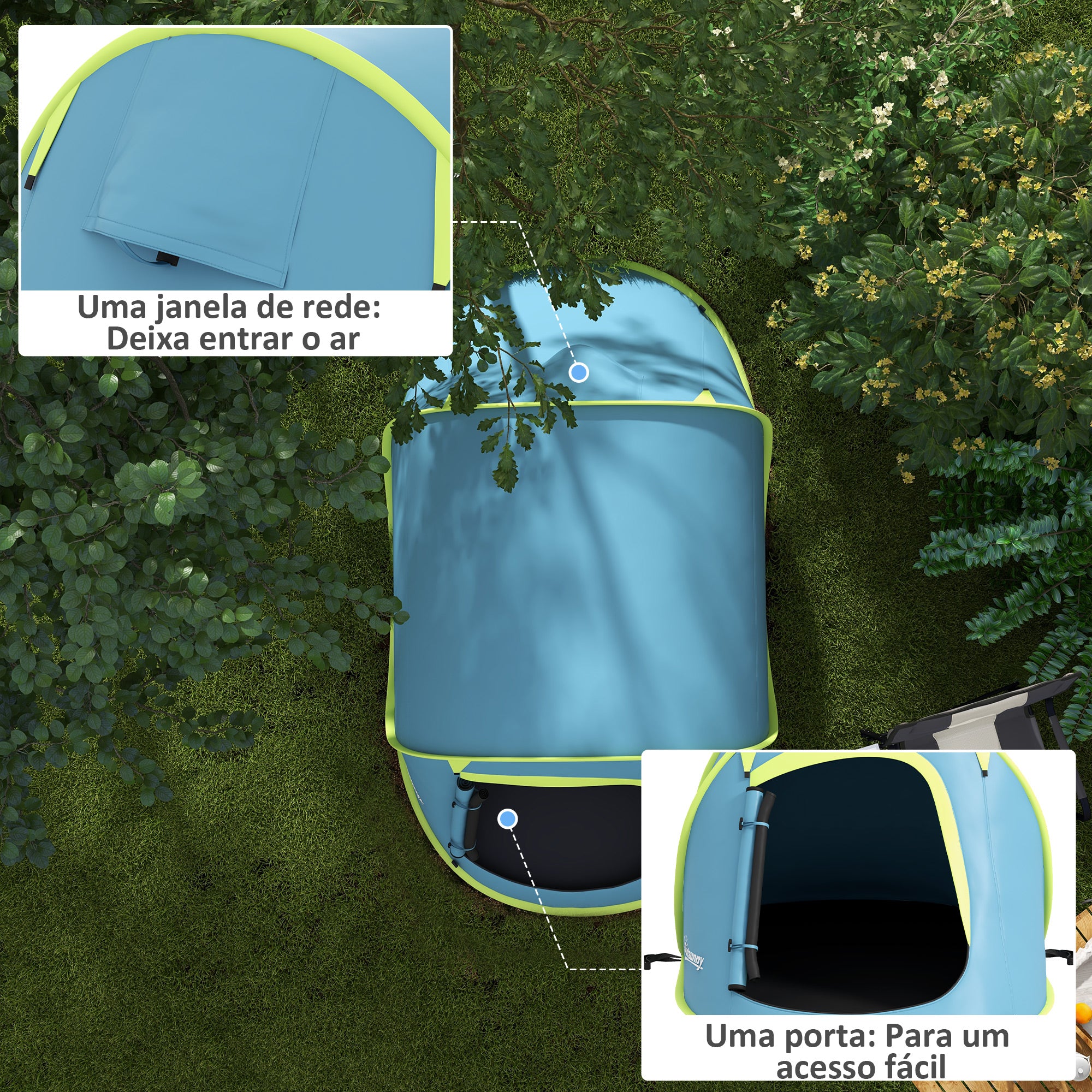 Tenda de Campismo para 1-2 Pessoas Azul 245x148x105 cm