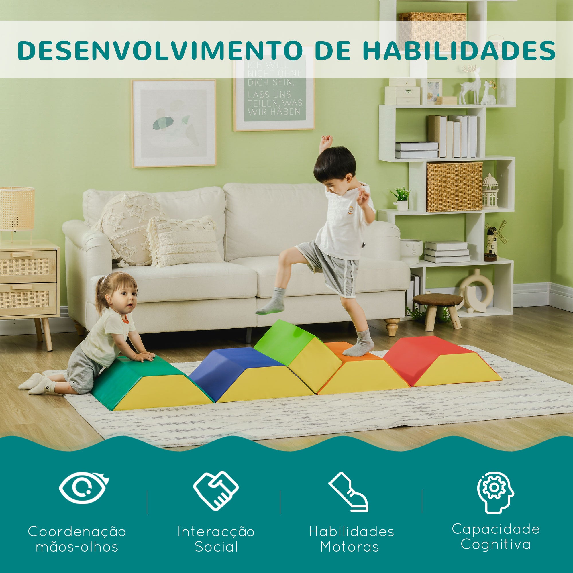 Conjunto de 5 Blocos Multicor para Crianças 18-36 Meses - 48x48x48cm